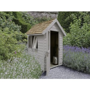 Forest Garden 6 x 4ft Apex Redwood Overlap Forest Retreat Shed Grey with Assembly