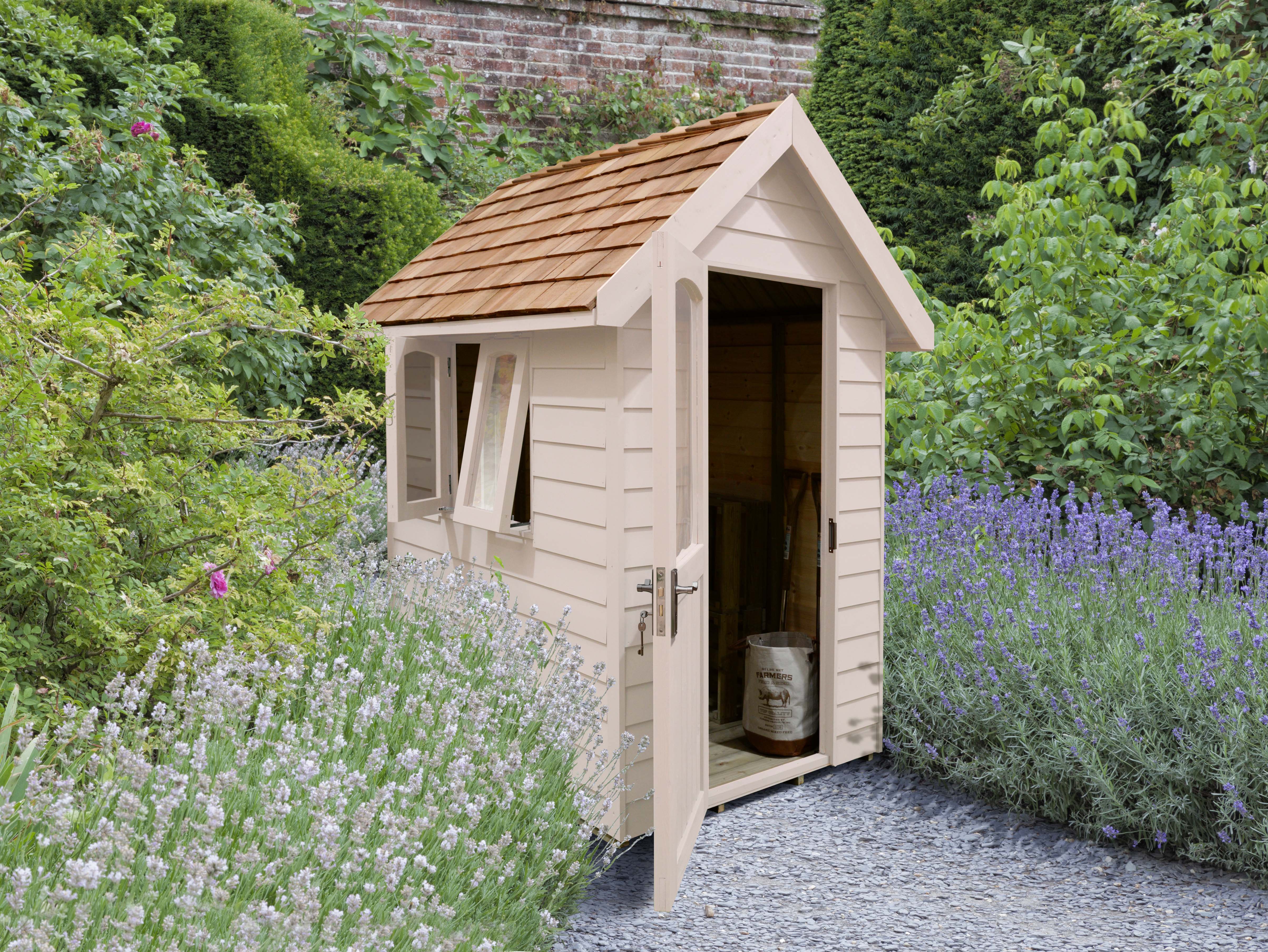 Forest Garden Apex Redwood Overlap Forest Retreat Shed Cream with Assembly - 8 x 5ft
