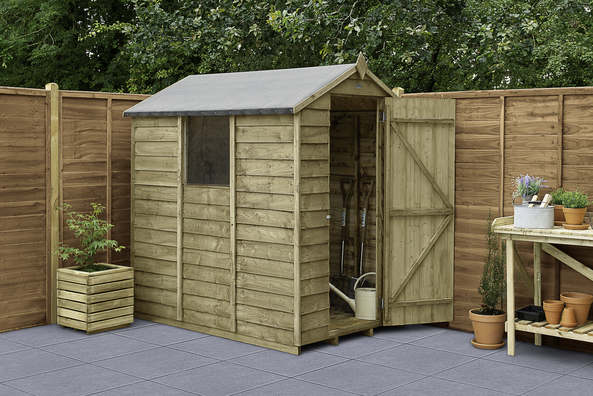 Forest Garden 6 x 4ft Apex Overlap Pressure Treated Shed