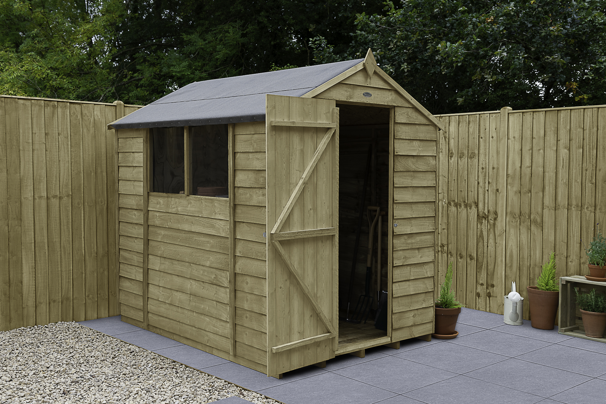 Forest Garden 7 x 5 ft Apex Overlap Pressure Treated Shed