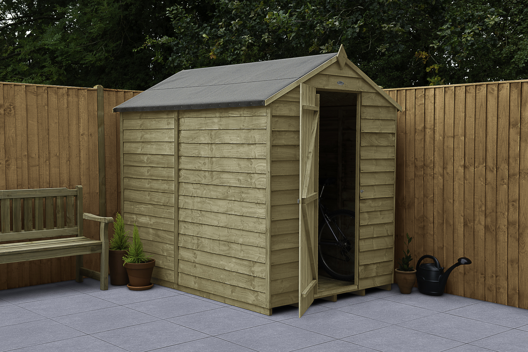 Forest Garden 7 x 5 ft Apex Overlap Pressure Treated Windowless Shed