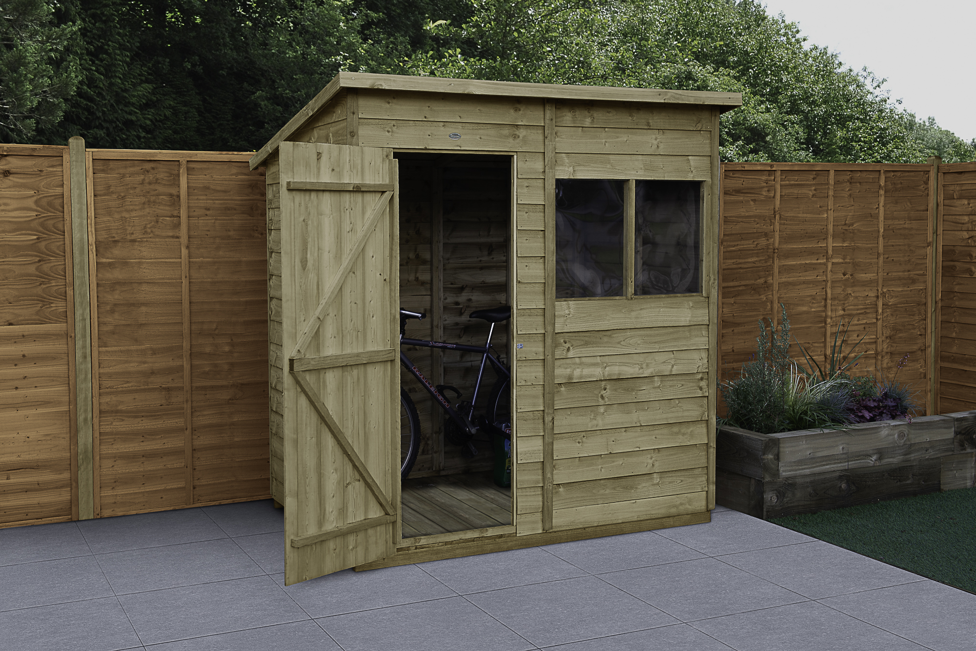 Forest Garden 6 x 4 ft Overlap Pressure Treated Pent Shed