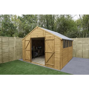 Forest Garden 10 x 10 ft Apex Shiplap Dip Treated Double Door Shed