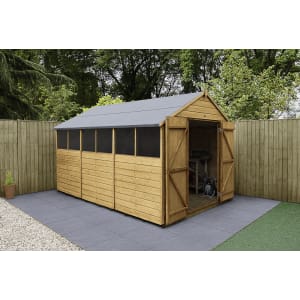 Forest Garden 12 x 8 ft Apex Shiplap Dip Treated Double Door Shed