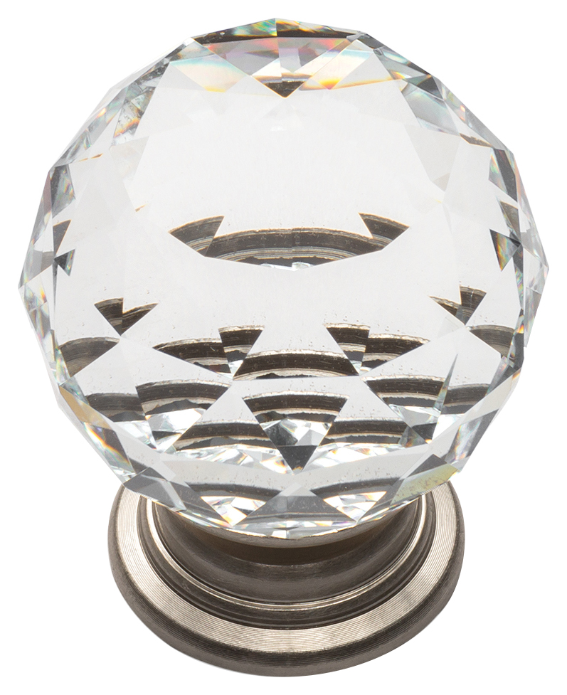 Image of Duarti By Calypso Celeste Satin Nickel Crystal Knob Handle - 30mm