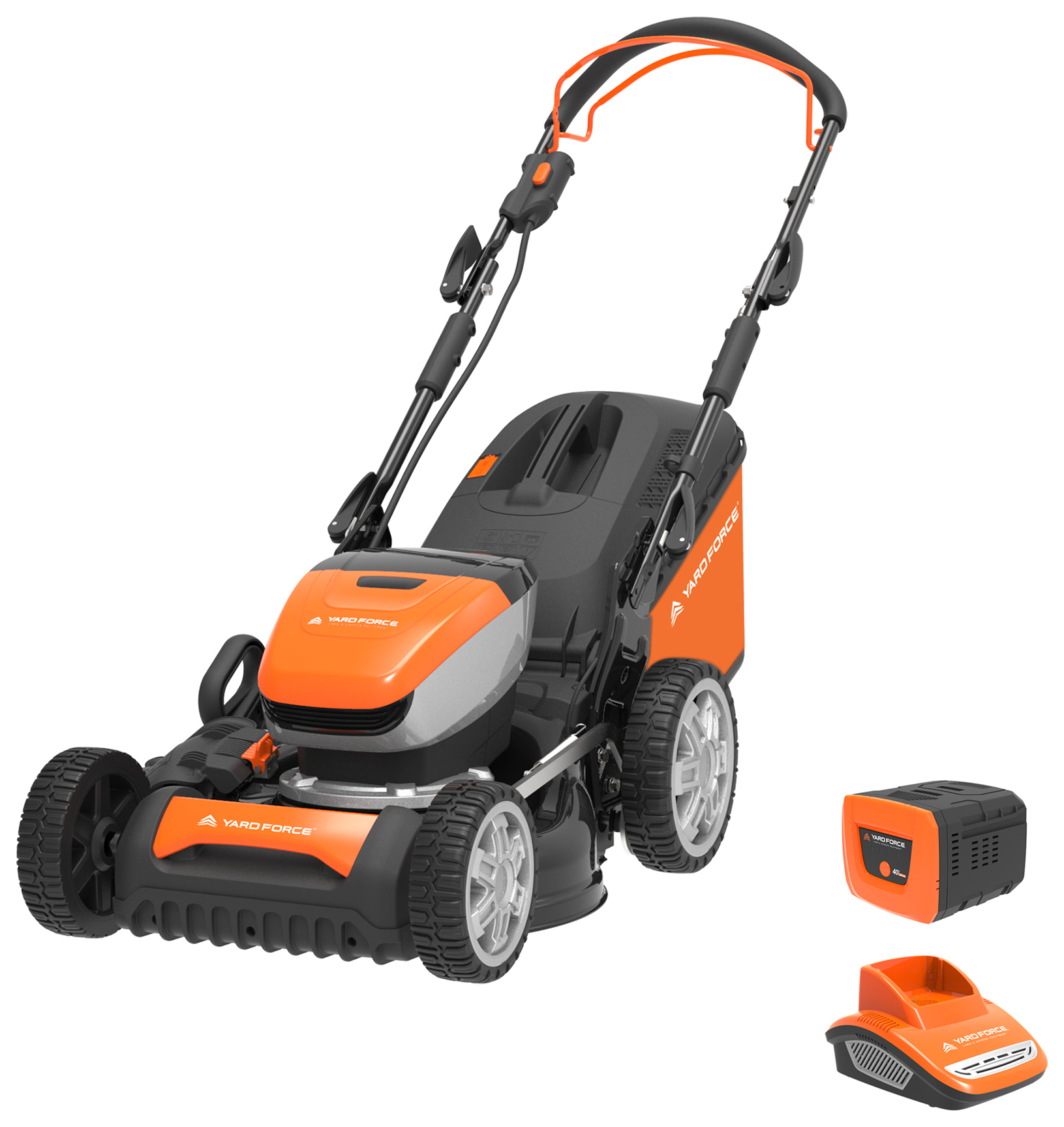 Yard Force LM G46E Self-Propelled Cordless Lawn Mower with Battery & Quick Charger - 46cm