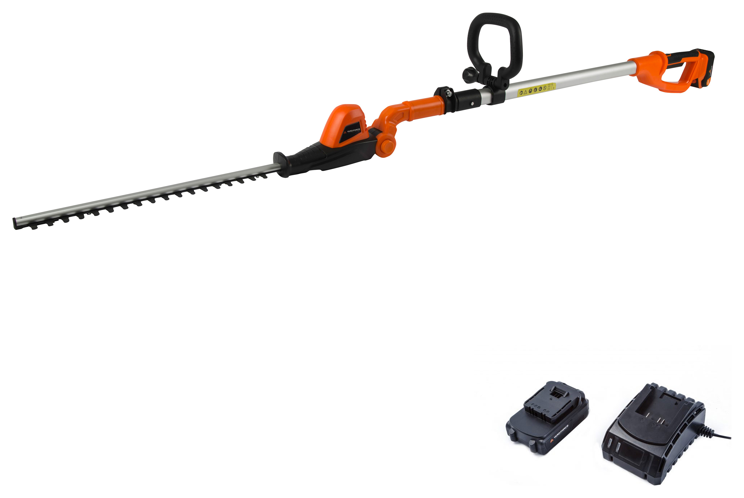 Image of Yard Force LH C41A 20V Extendable Cordless Pole Hedge Trimmer with Adjustable Head & Li-ion Battery & Charger