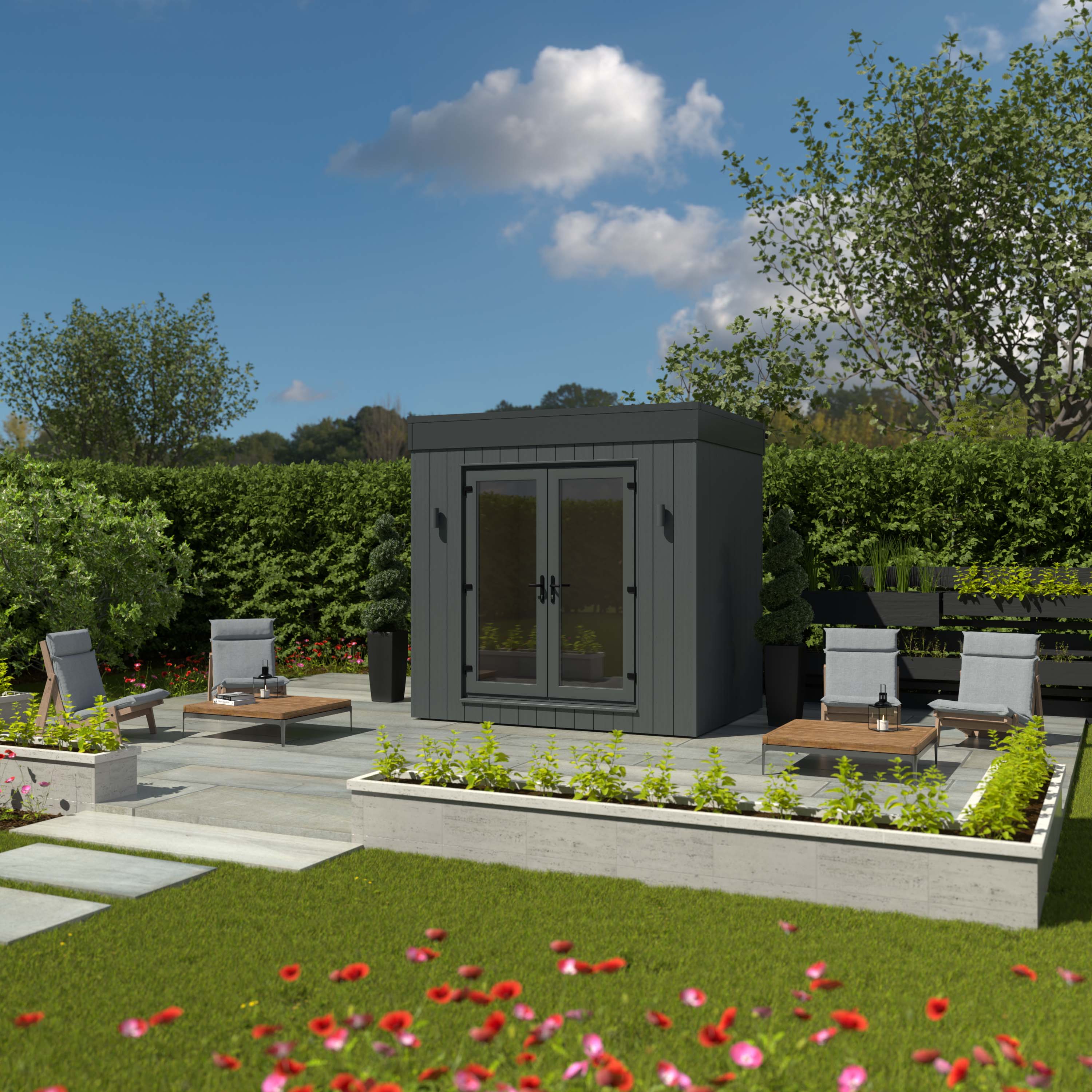 Image of Kyube Plus 2.7 x 2.0m Premium Composite Vertically Cladded Garden Room including Installation - Anthracite Grey