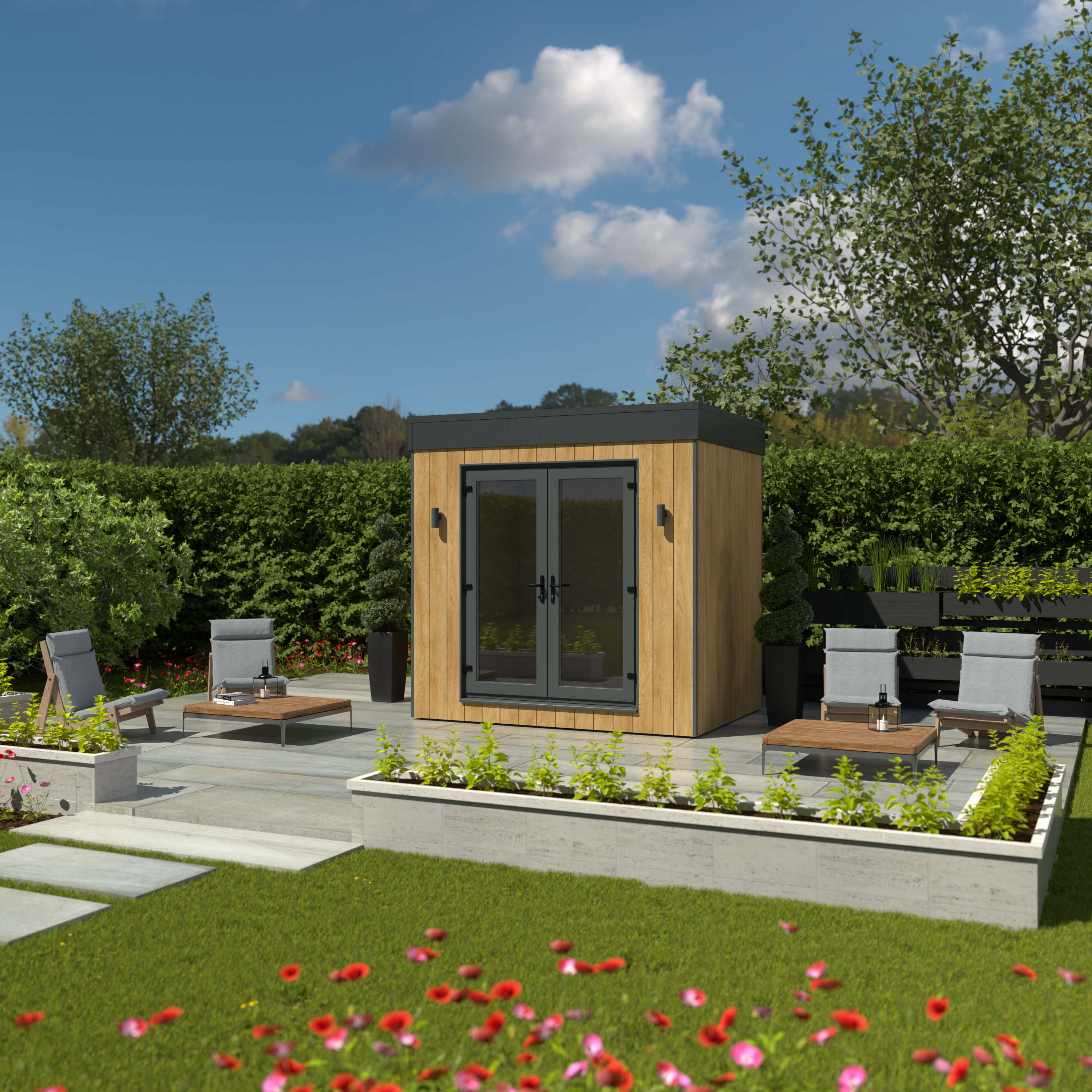 Image of Kyube Plus 2.7 x 2.0m Premium Composite Vertically Cladded Garden Room including Installation - Turner Oak