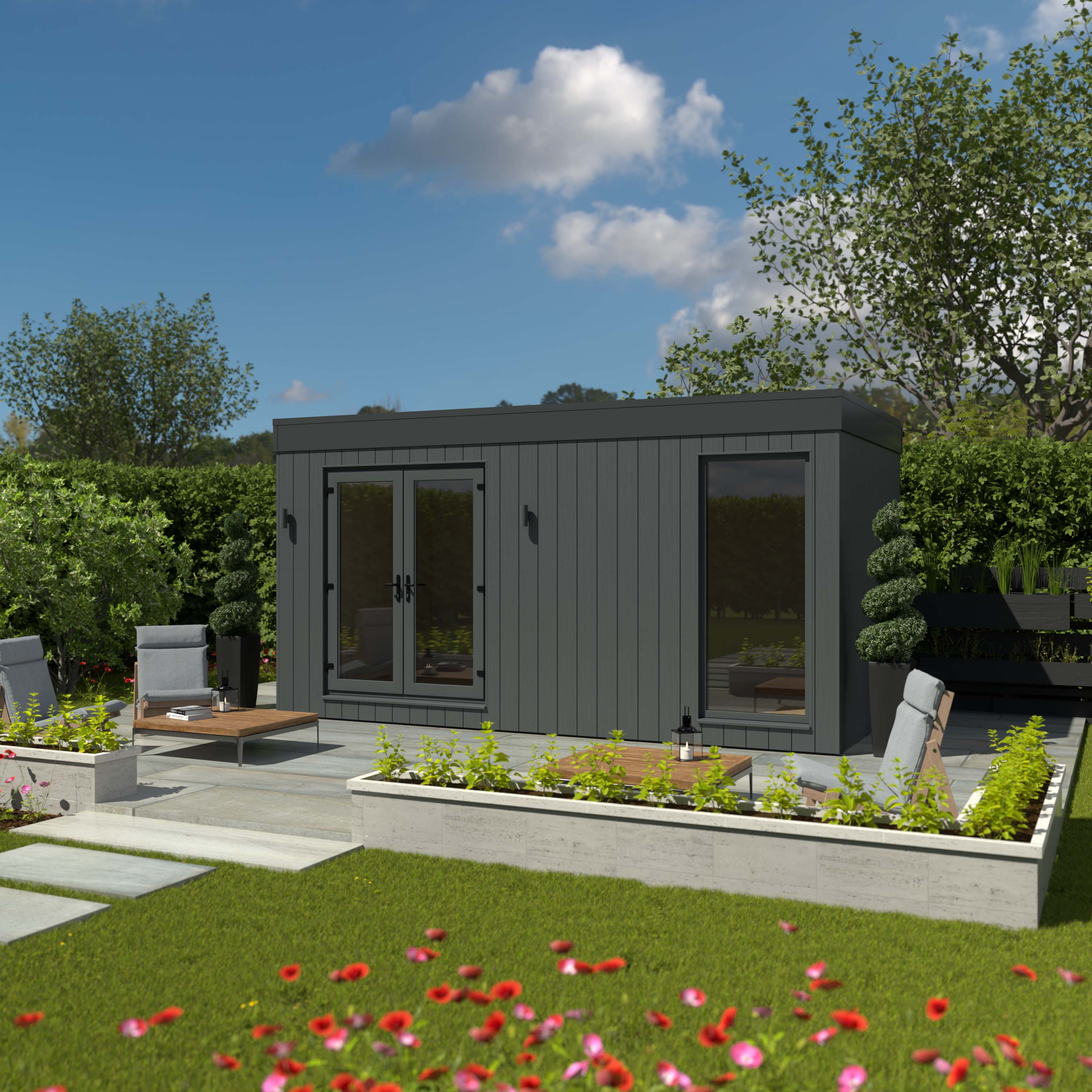 Image of Kyube Plus 5.2 x 2.7m Premium Composite Vertically Cladded Garden Room including Installation - Anthracite Grey
