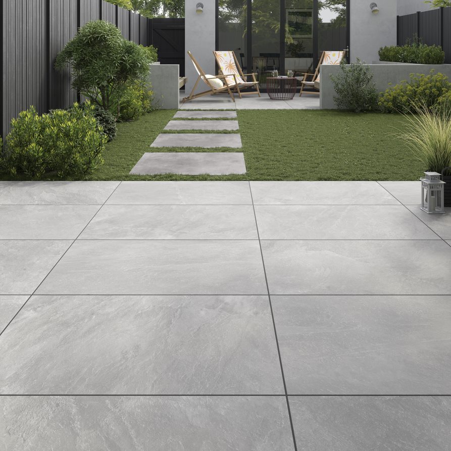 Image of Lava Grey Glazed Outdoor Porcelain Paving Tile 600 x 900 x 20mm - Pack of 2