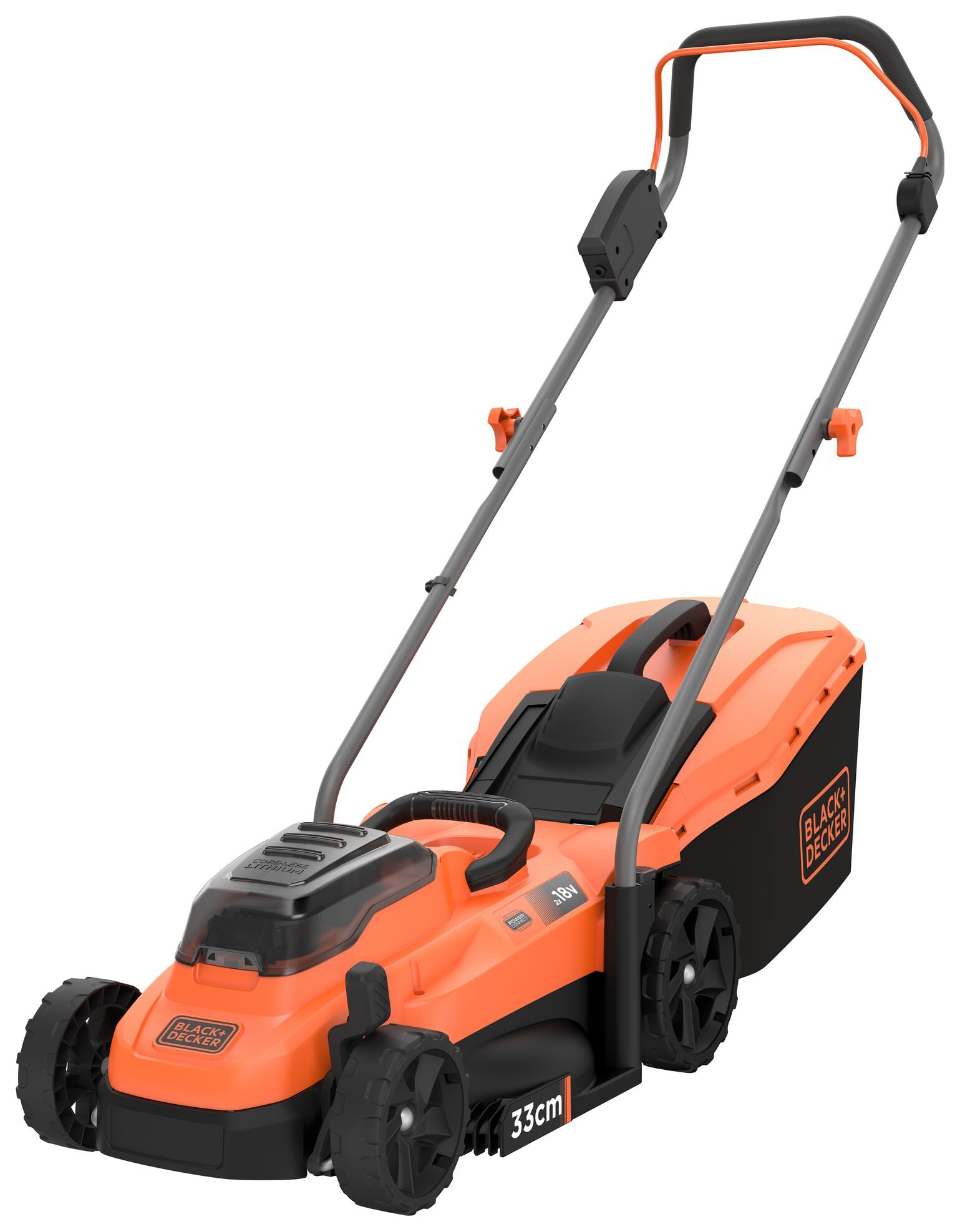 Black Decker 33cm Cordless Mower with 2 x 18V 2Ah Batteries