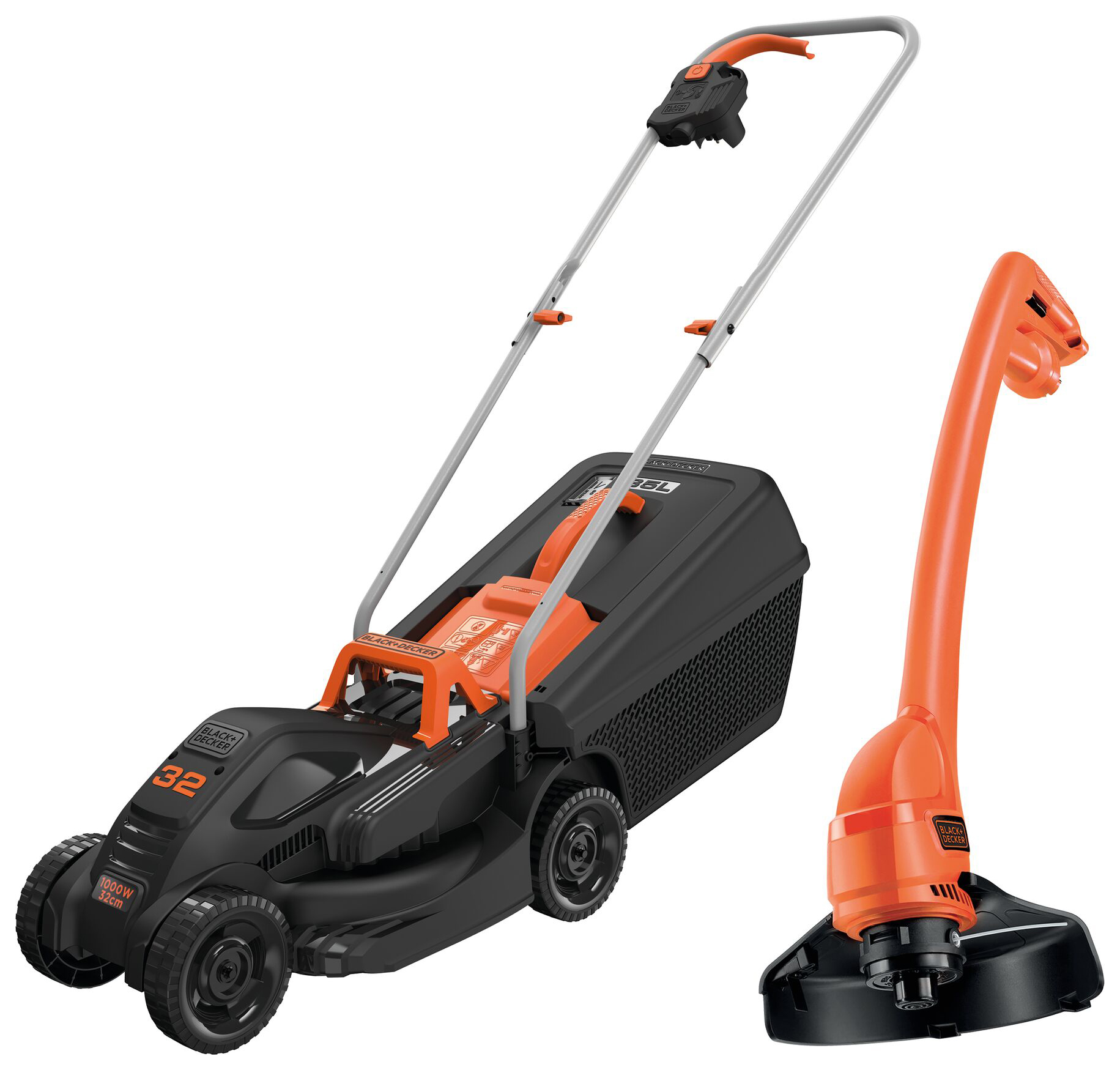 Black & Decker 32cm Rotary Mower - 1000W & FREE Strimmer