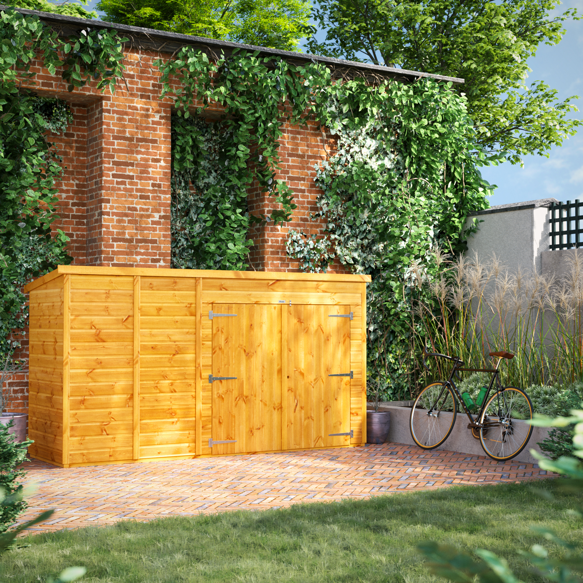 Power Sheds 10 x 3ft Pent Bike Shed
