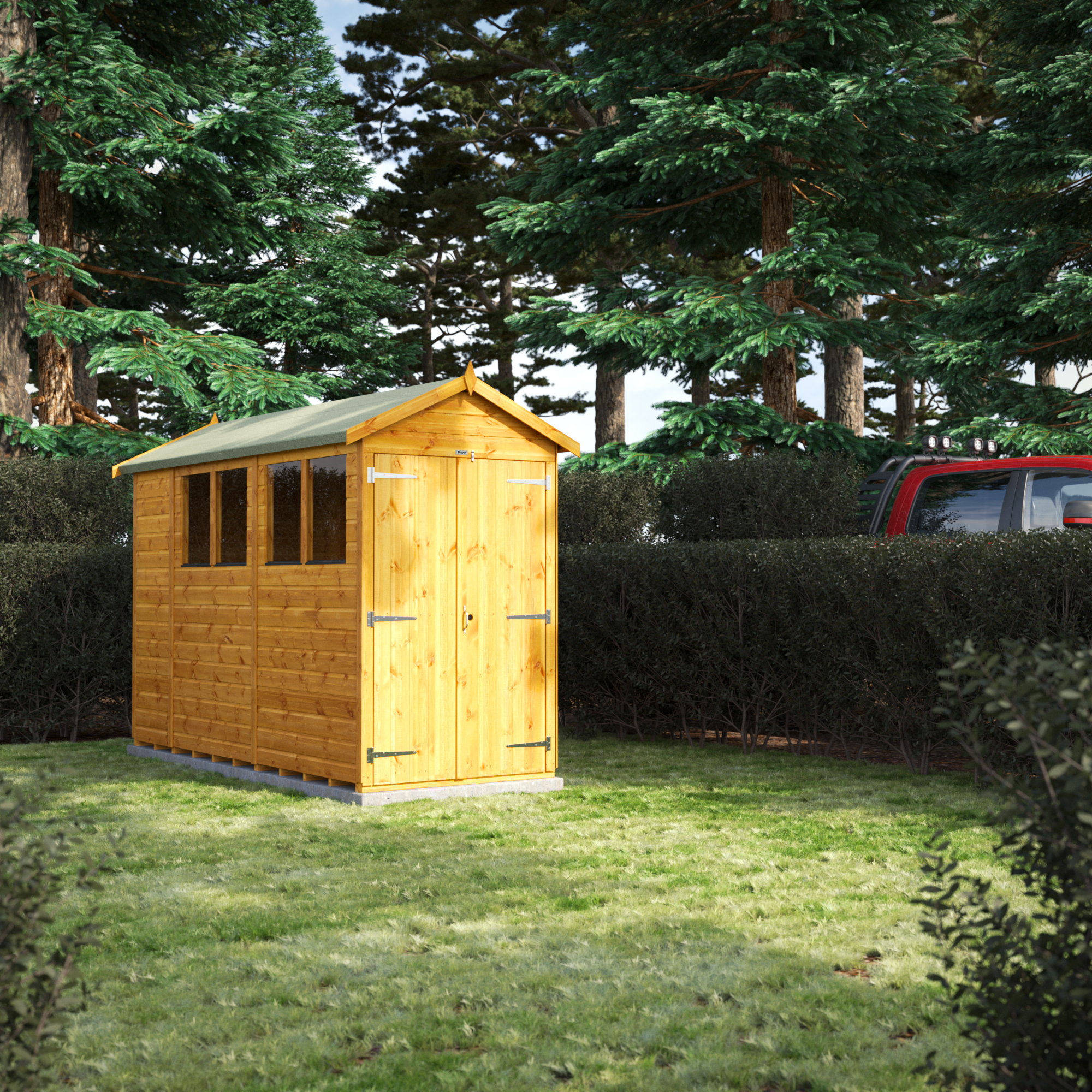 Power Sheds 10 x 4ft Double Door Apex Shiplap Dip Treated Shed