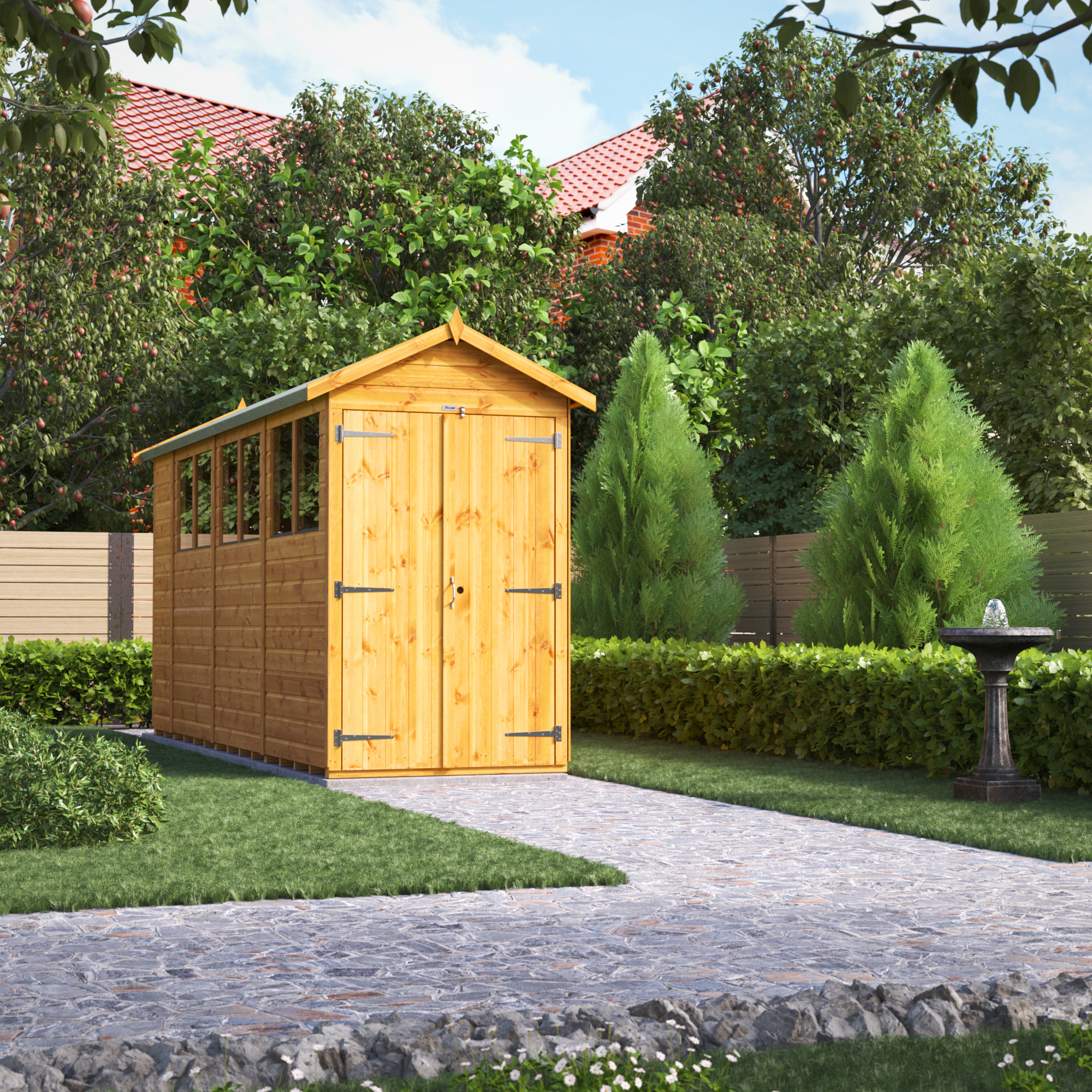 Power Sheds 14 x 4ft Double Door Apex Shiplap Dip Treated Shed