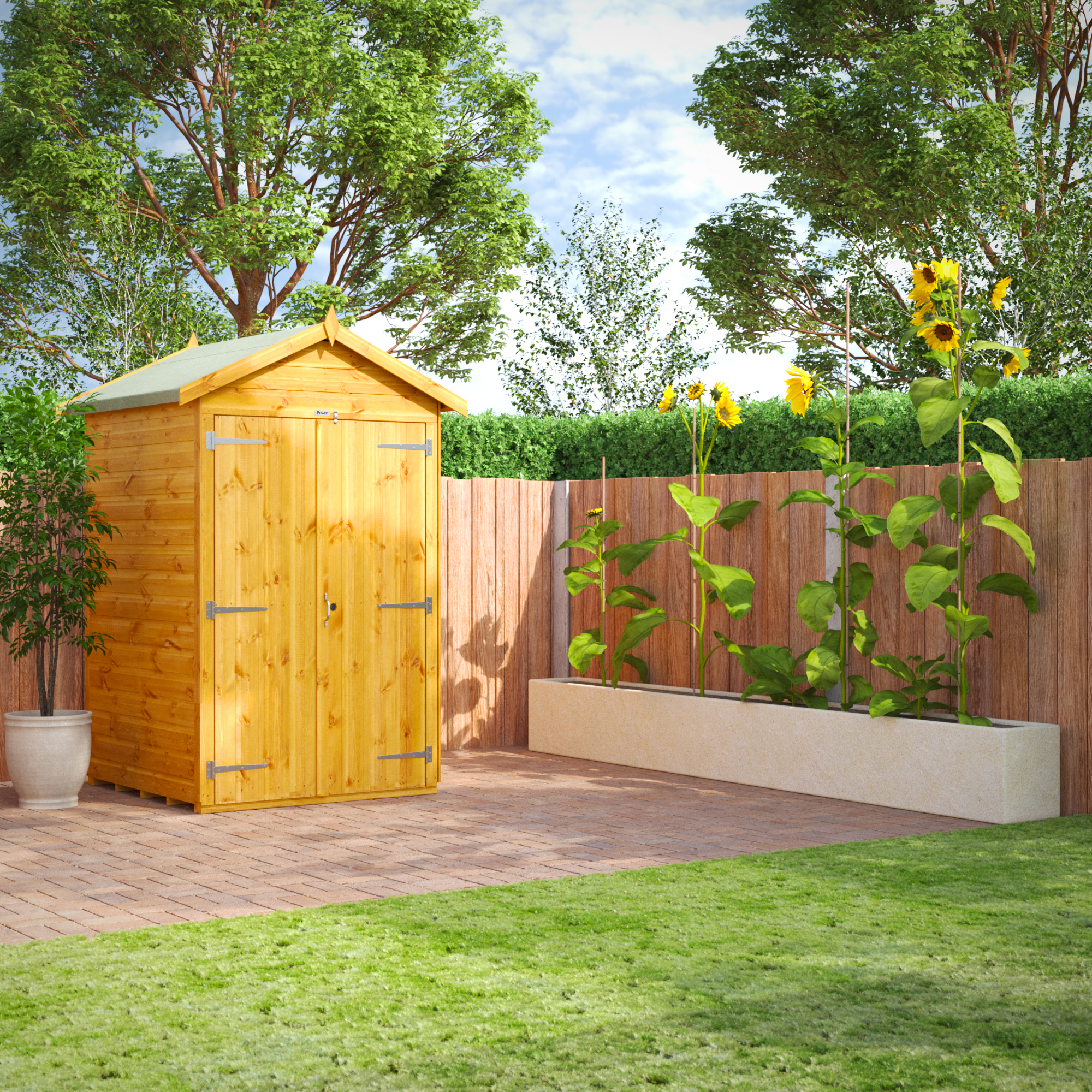 Image of Power Sheds 4 x 4ft Double Door Apex Shiplap Dip Treated Windowless Shed