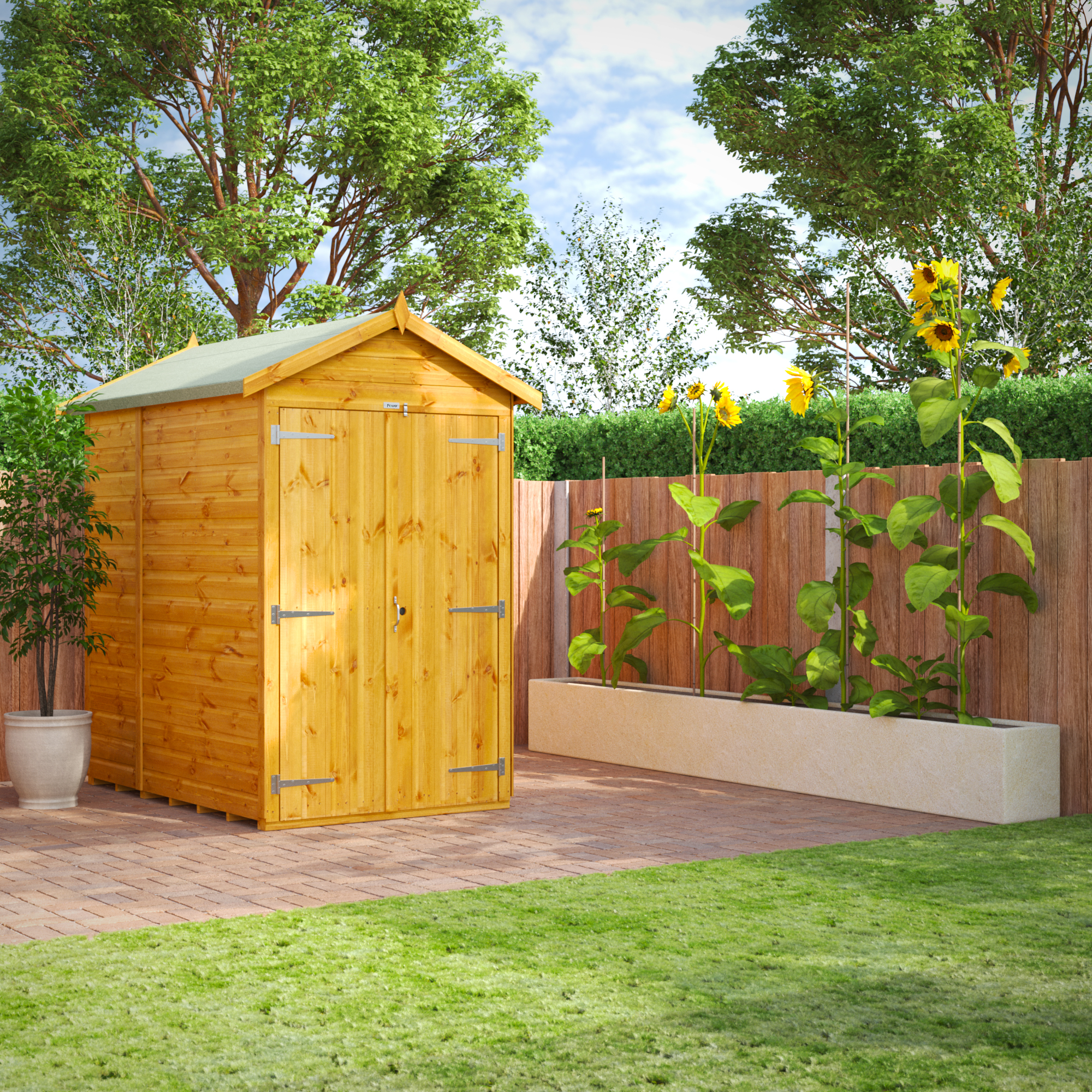 Image of Power Sheds 6 x 4ft Double Door Apex Shiplap Dip Treated Windowless Shed