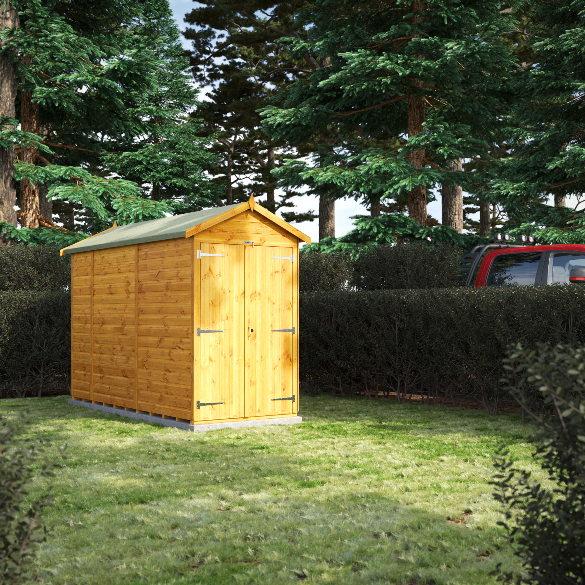Image of Power Sheds 10 x 4ft Double Door Apex Shiplap Dip Treated Windowless Shed