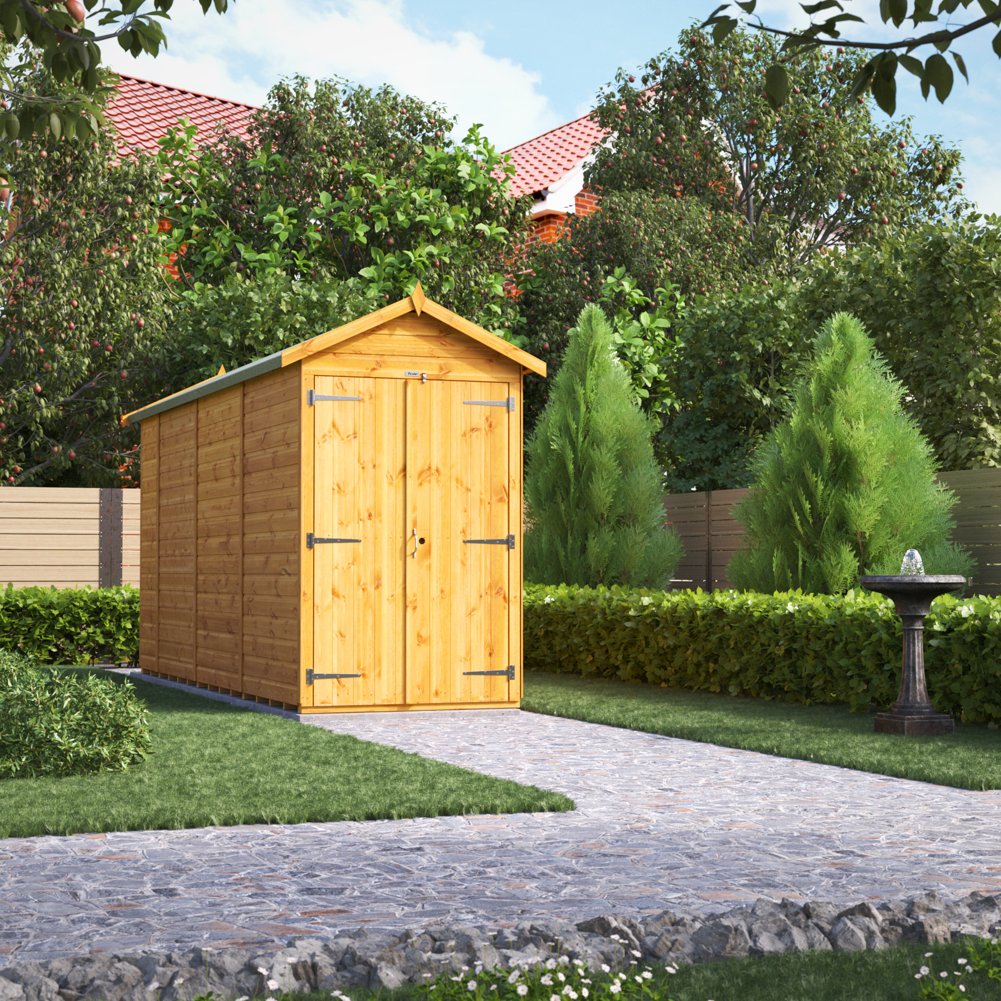 Image of Power Sheds 14 x 4ft Double Door Apex Shiplap Dip Treated Windowless Shed