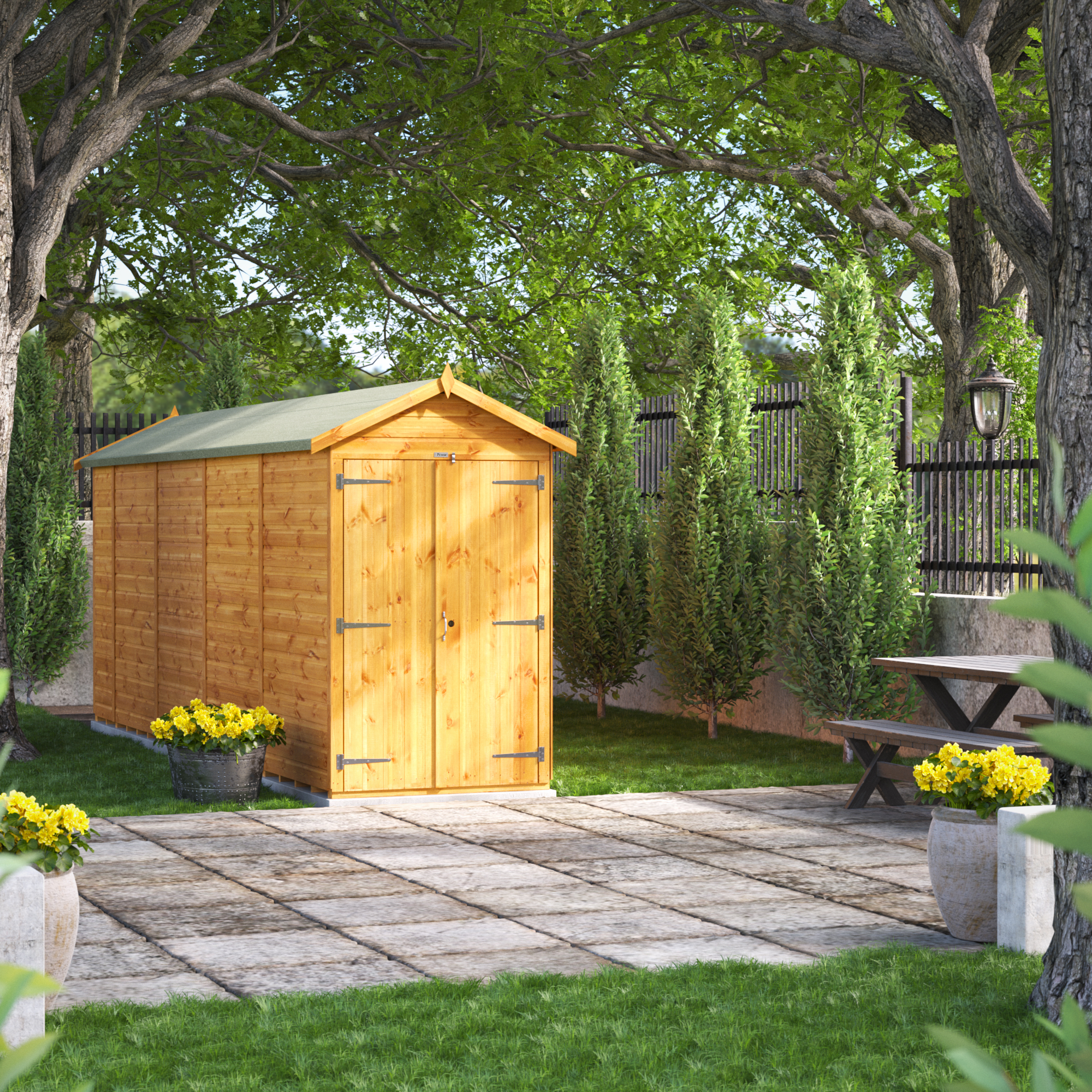 Image of Power Sheds 18 x 4ft Double Door Apex Shiplap Dip Treated Windowless Shed