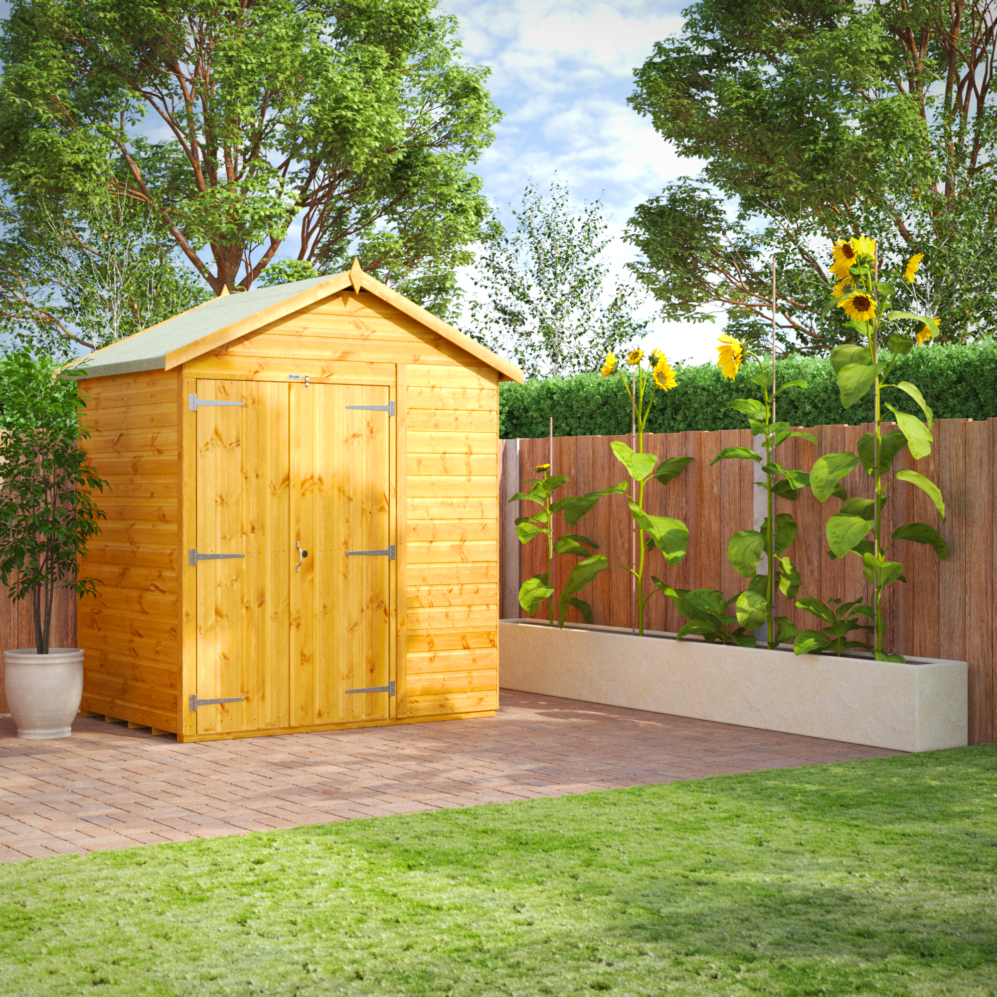 Image of Power Sheds 4 x 6ft Double Door Apex Shiplap Dip Treated Windowless Shed