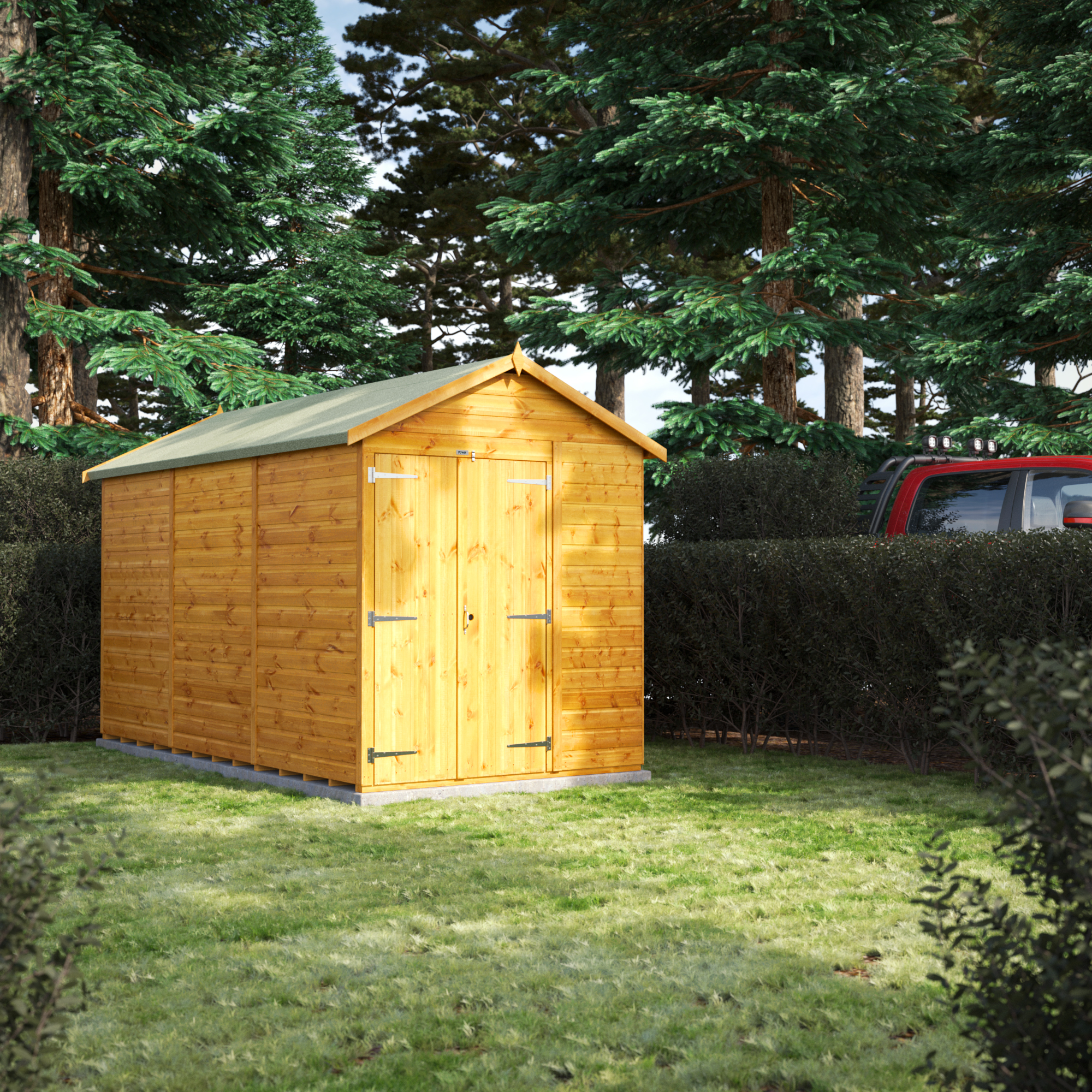 Image of Power Sheds 12 x 6ft Double Door Apex Shiplap Dip Treated Windowless Shed