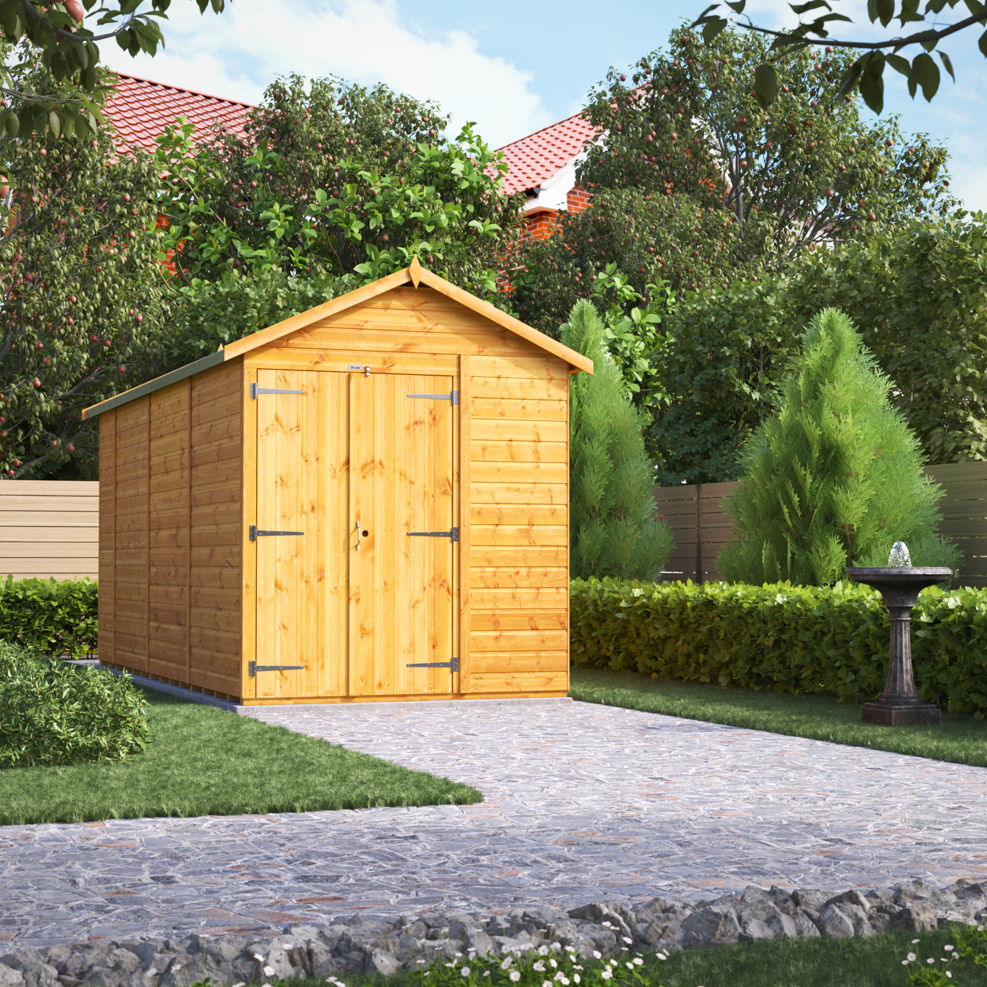 Image of Power Sheds 14 x 6ft Double Door Apex Shiplap Dip Treated Windowless Shed