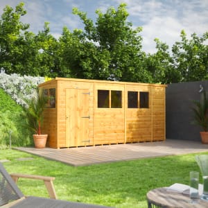 Power Sheds 14 x 4ft Pent Shiplap Dip Treated Shed