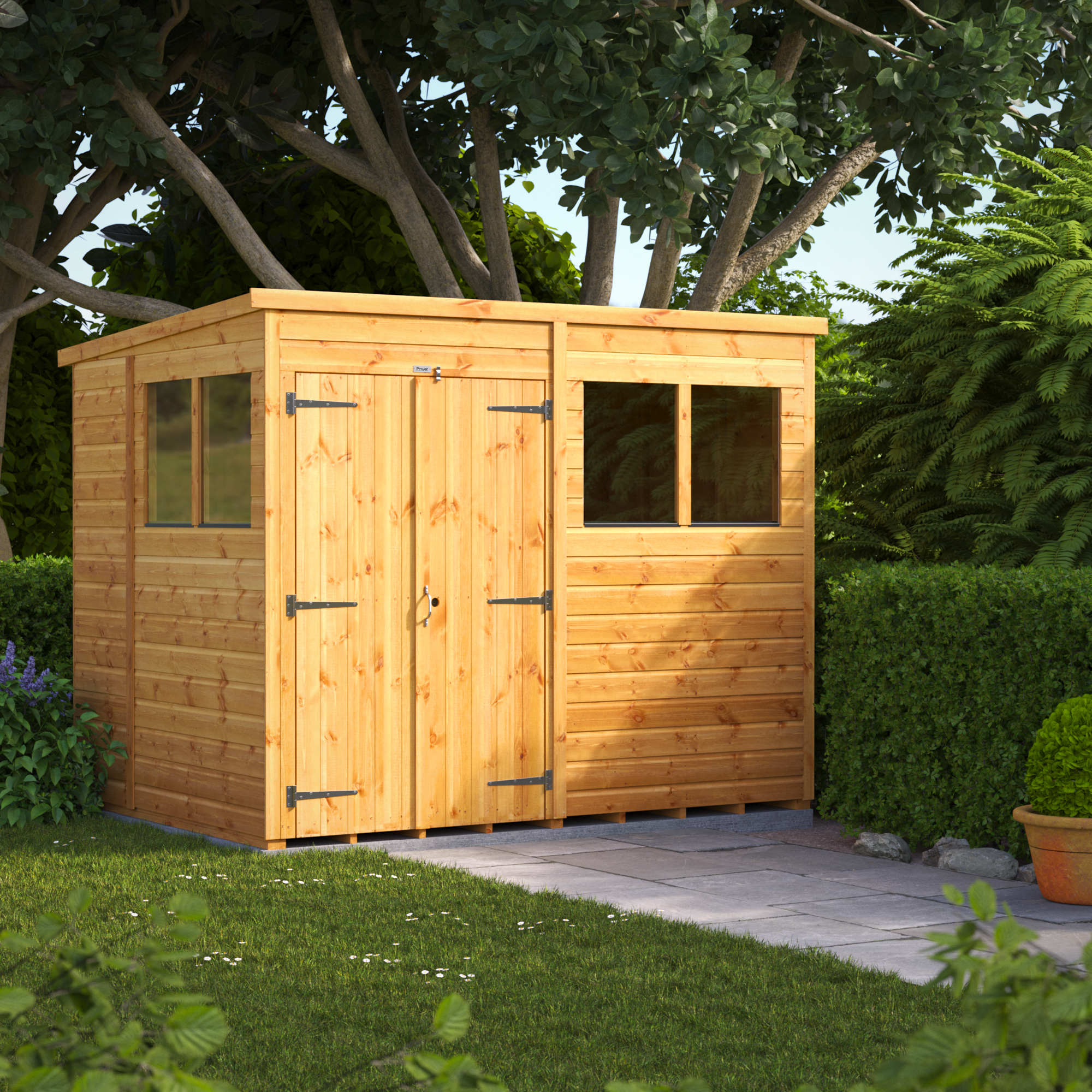 Power Sheds 8 x 6ft Double Door Pent Shiplap Dip Treated Shed