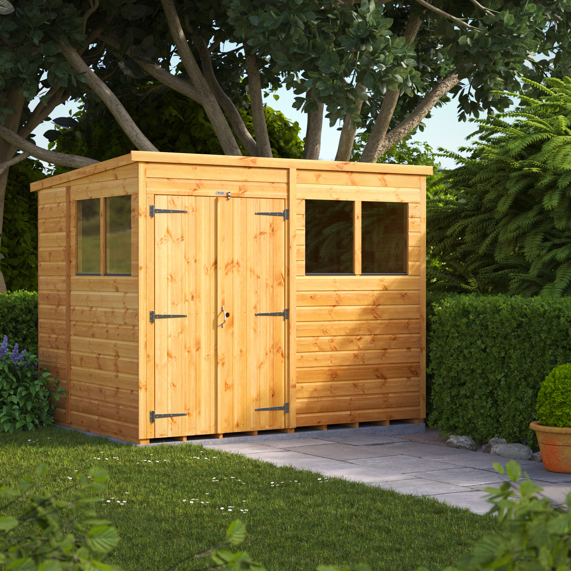 Offer Wickes Power Sheds 8 x 6ft Double Door Pent Shiplap