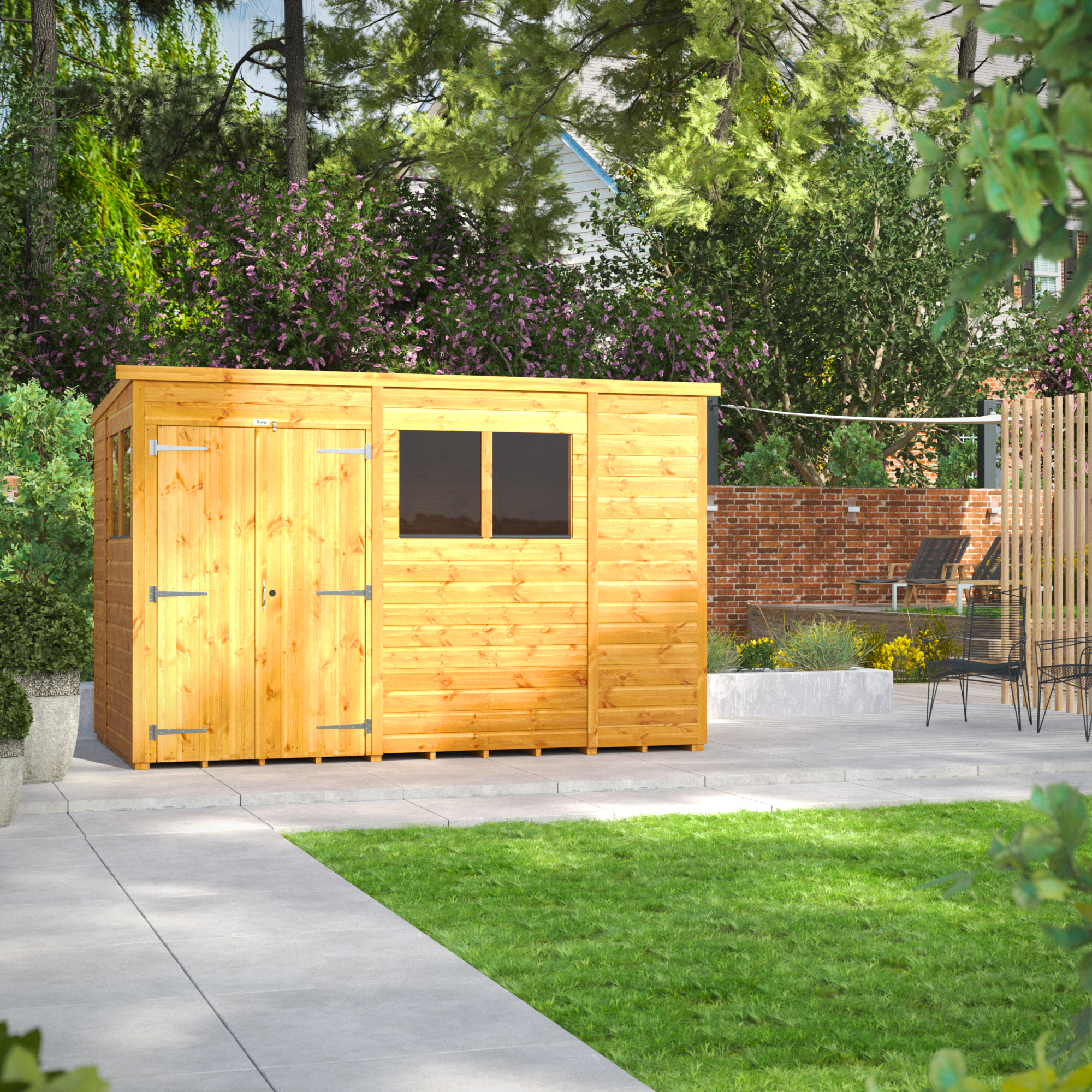 Power Sheds 10 x 6ft Double Door Pent Shiplap Dip Treated Shed