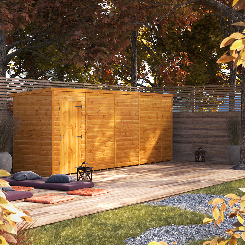 Power Sheds 18 x 4ft Pent Shiplap Dip Treated Windowless Shed