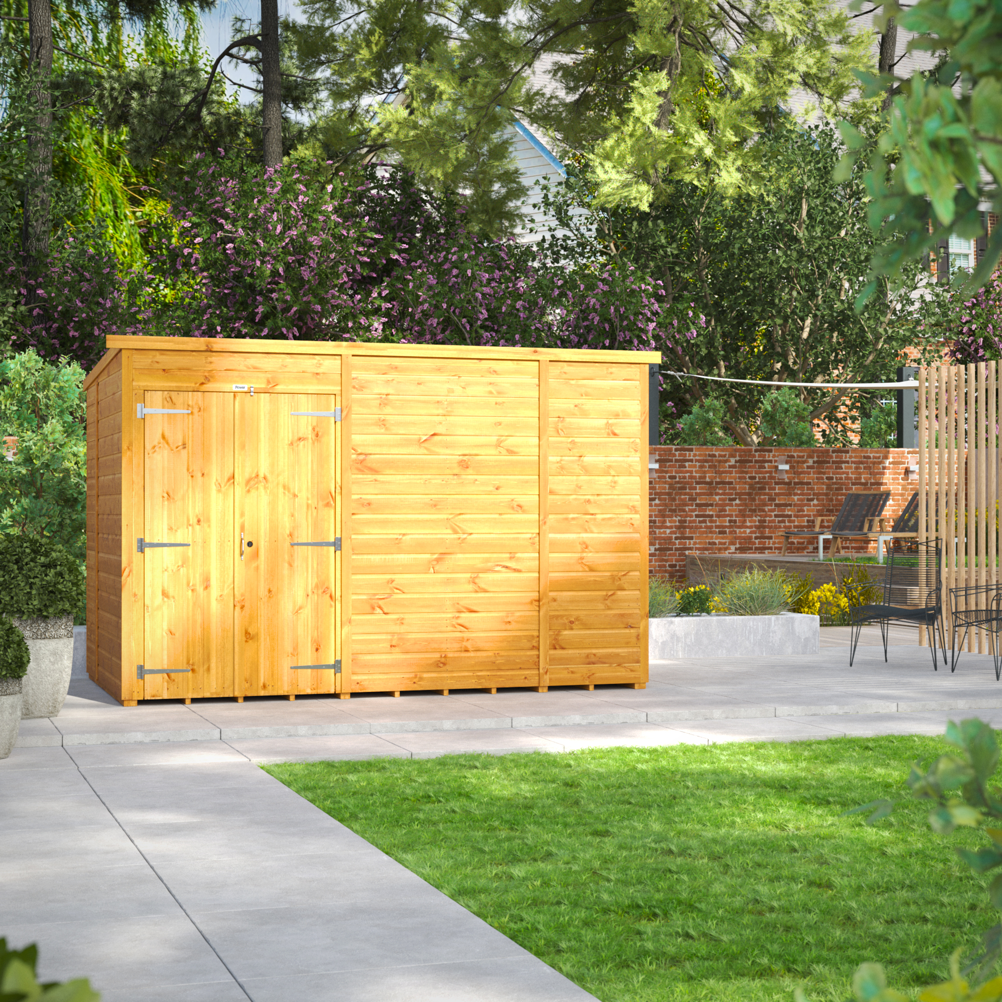 Power Sheds 10 x 6ft Double Door Pent Shiplap Dip Treated Windowless Shed
