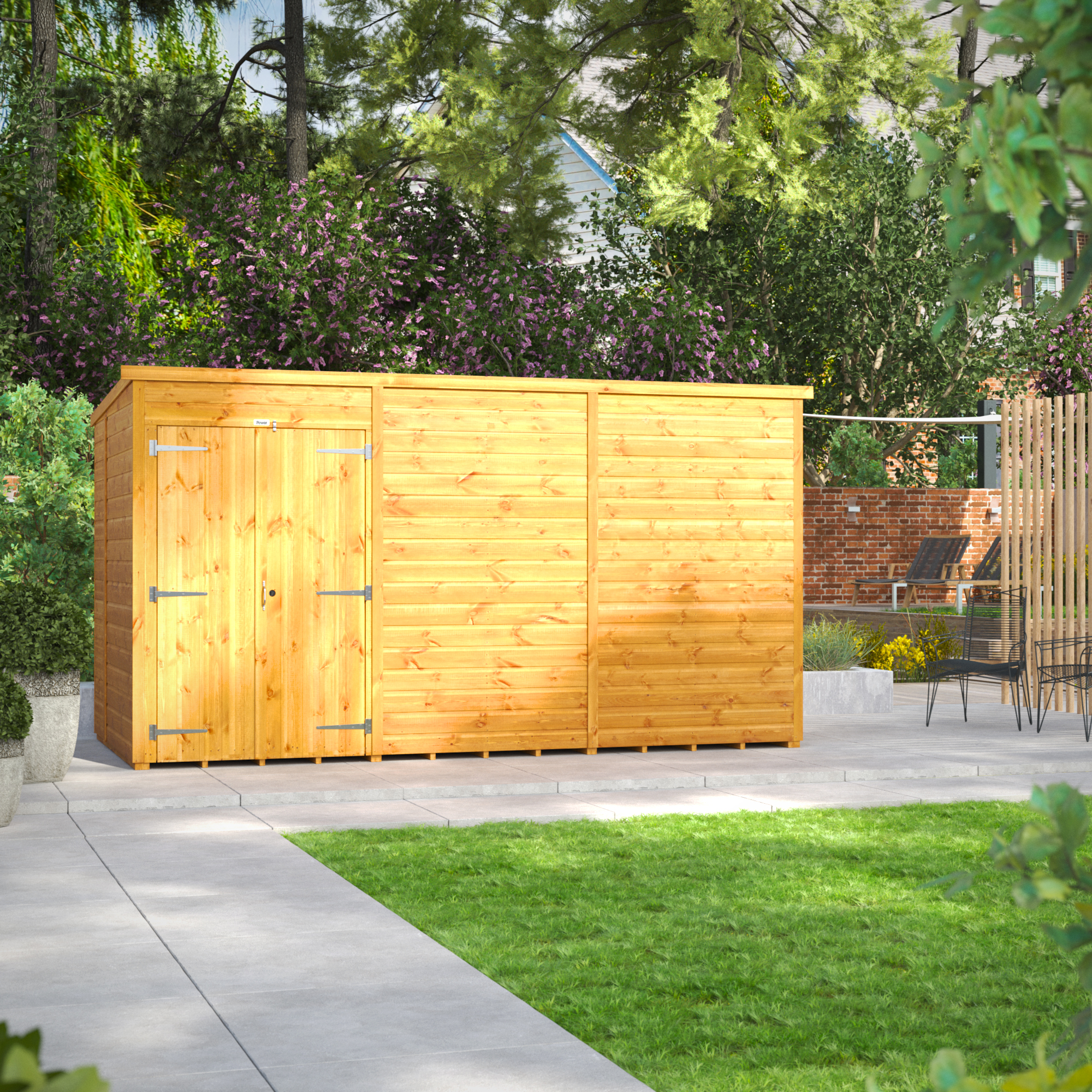 Power Sheds 12 x 6ft Double Door Pent Shiplap Dip Treated Windowless Shed