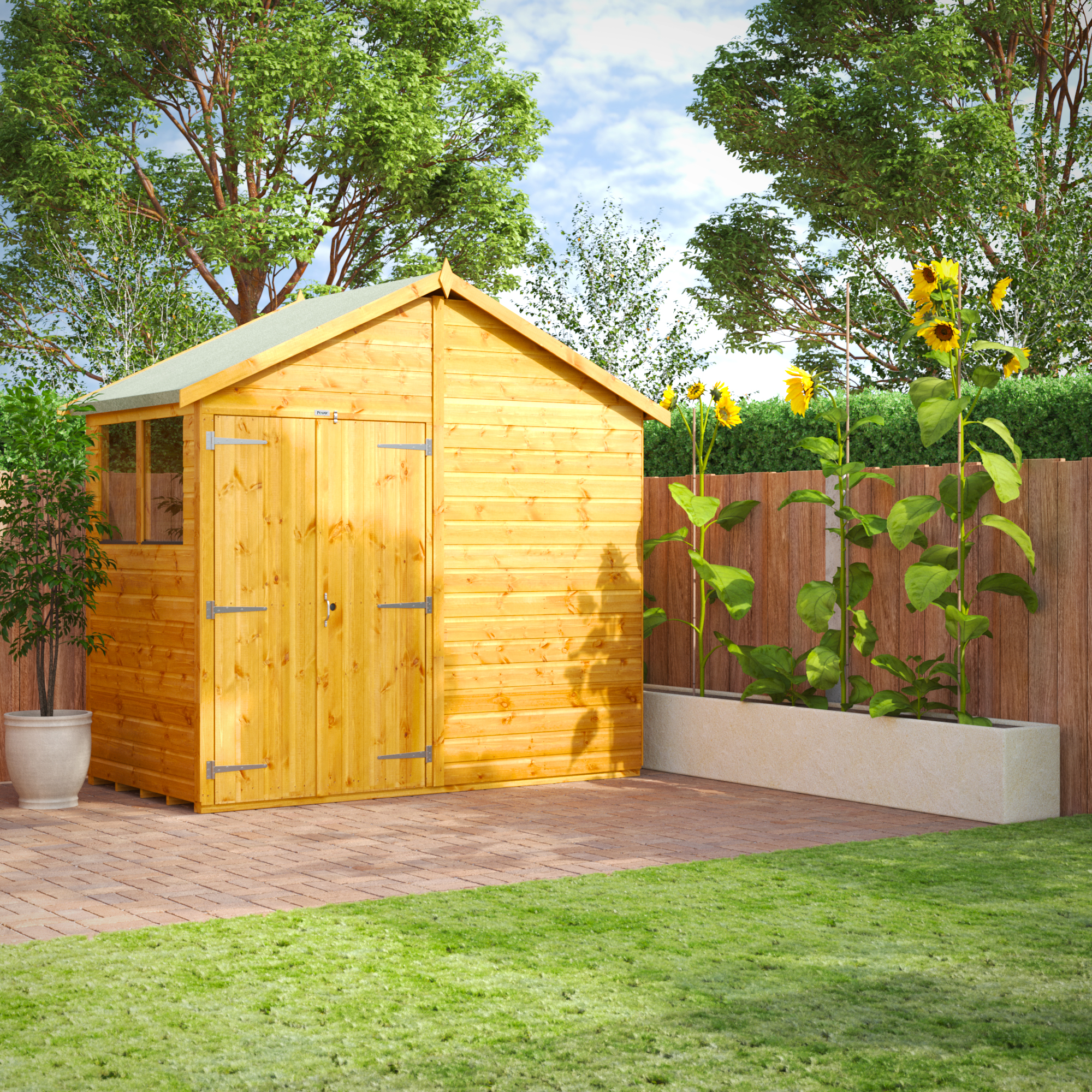 Image of Power Sheds 4 x 8ft Double Door Apex Shiplap Dip Treated Shed