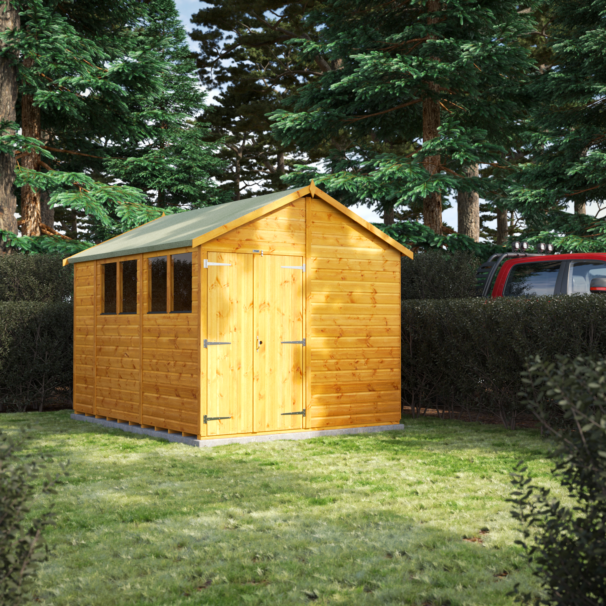 Power Sheds 10 x 8ft Double Door Apex Shiplap Dip Treated Shed