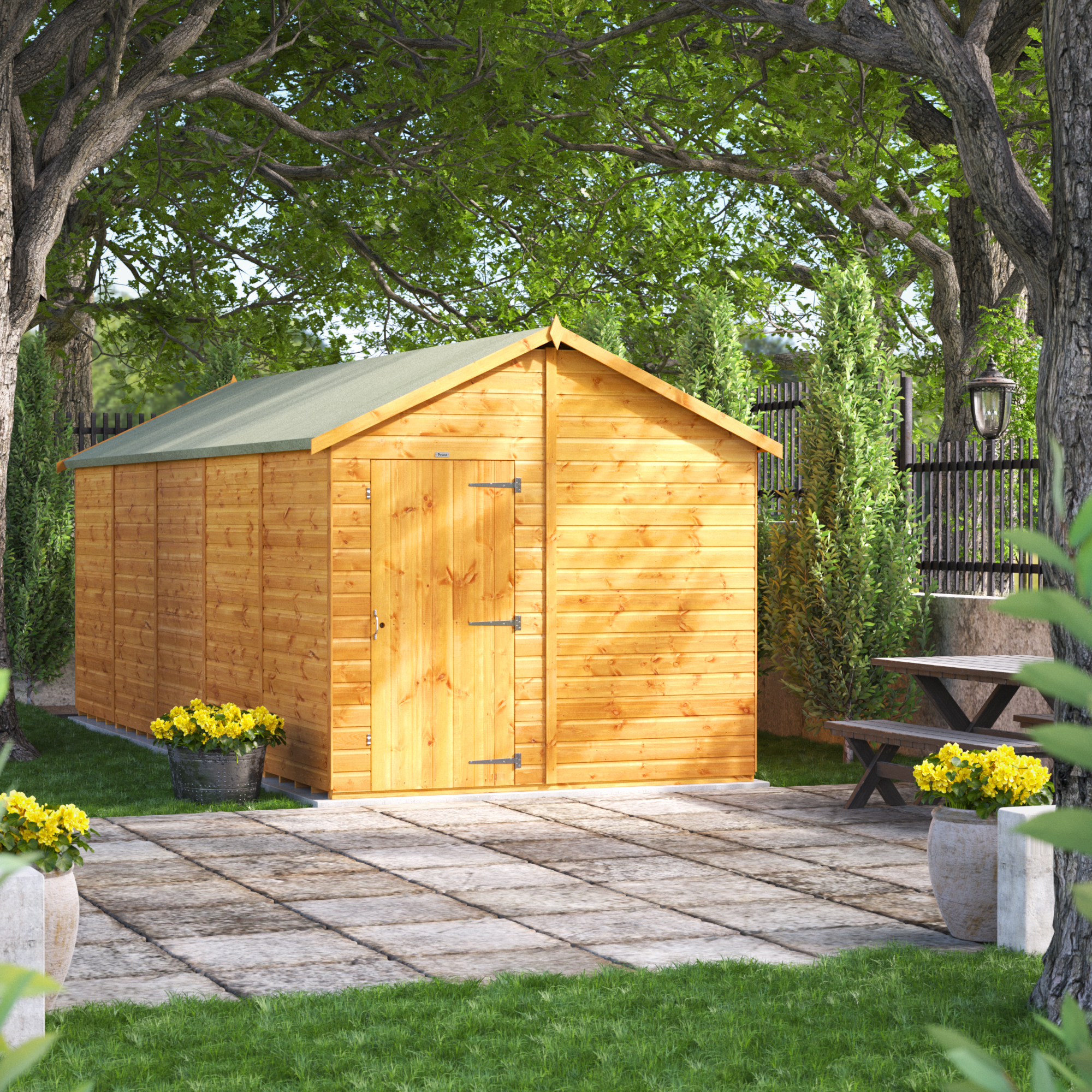 Power Sheds 20 x 8ft Apex Shiplap Dip Treated Windowless Shed