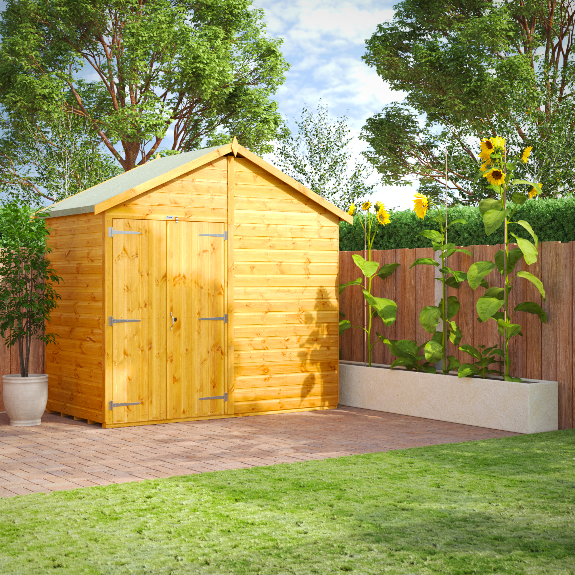 Power Sheds 4 x 8ft Double Door Apex Shiplap Dip Treated Windowless Shed
