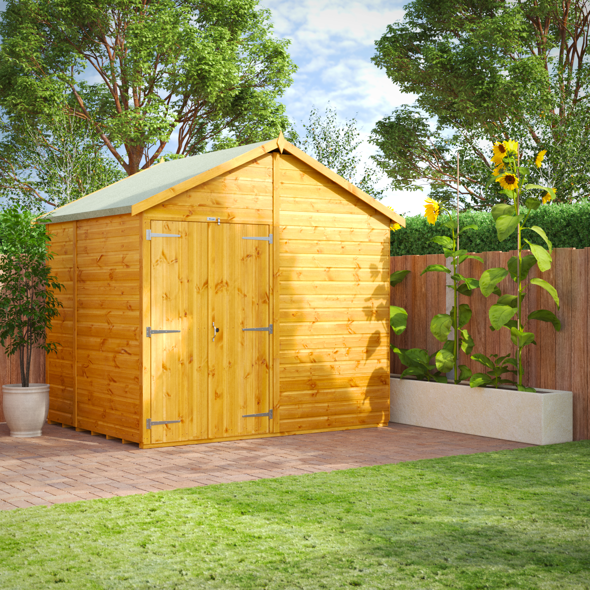 Image of Power Sheds 6 x 8ft Double Door Apex Shiplap Dip Treated Windowless Shed