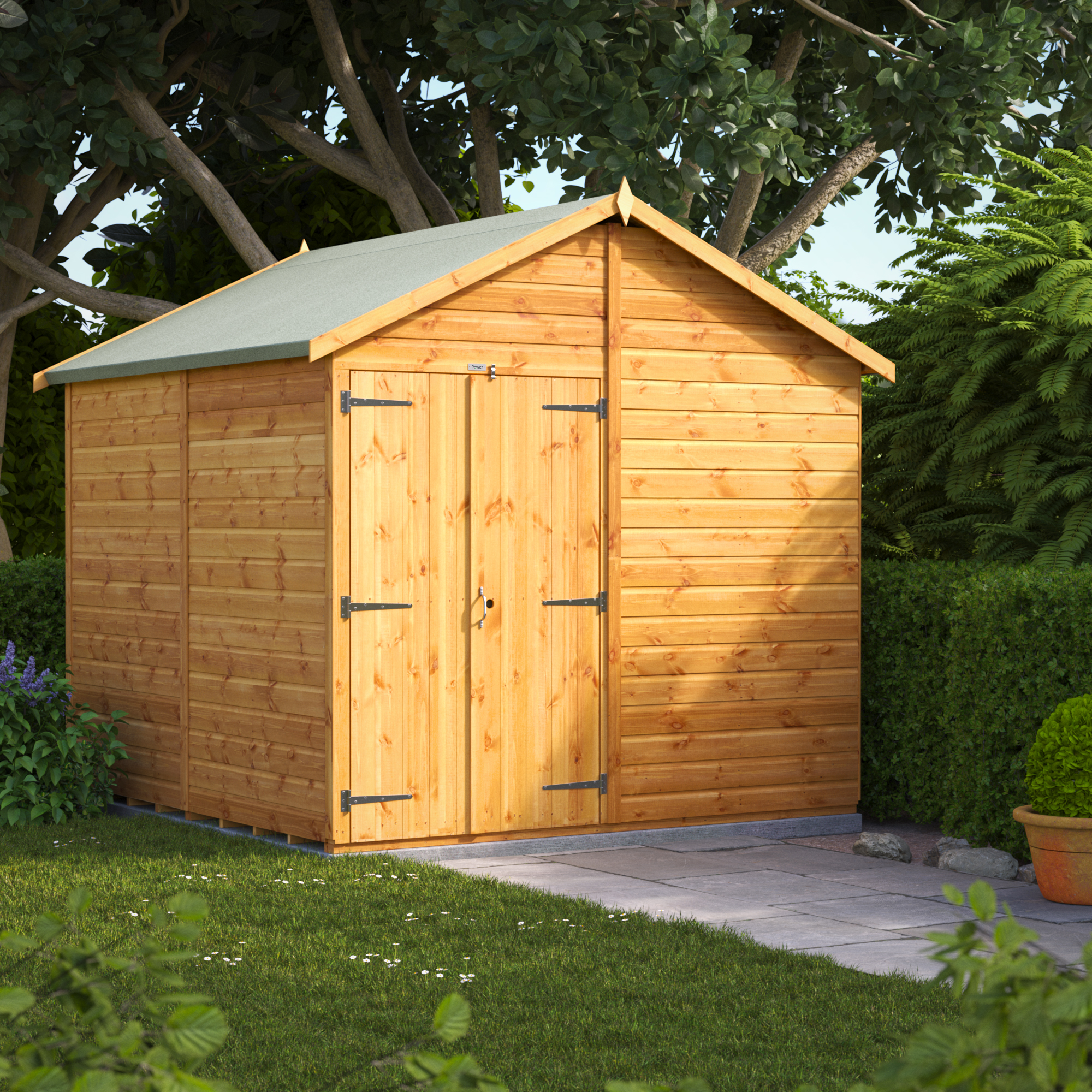 Power Sheds 8 x 8ft Double Door Apex Shiplap Dip Treated Windowless Shed