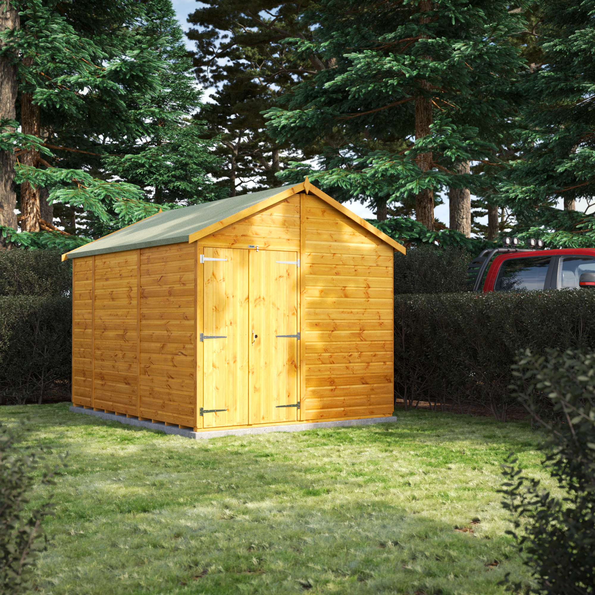 Powersheds Double Door Apex Shiplap Dip Treated Windowless Shed - 10 x 8ft-5345 