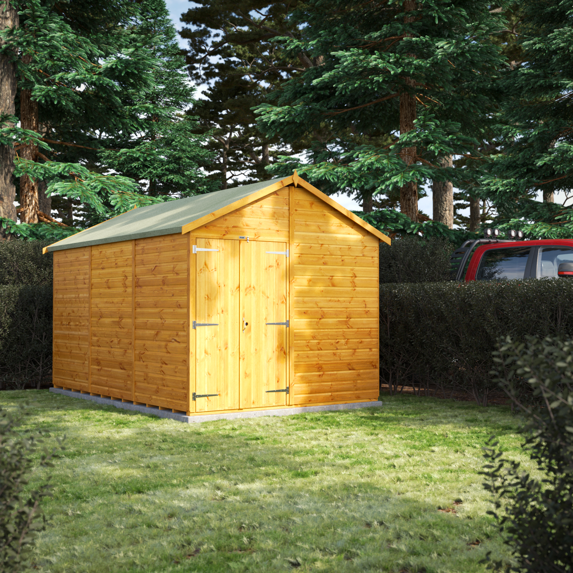 Image of Power Sheds 12 x 8ft Double Door Apex Shiplap Dip Treated Windowless Shed