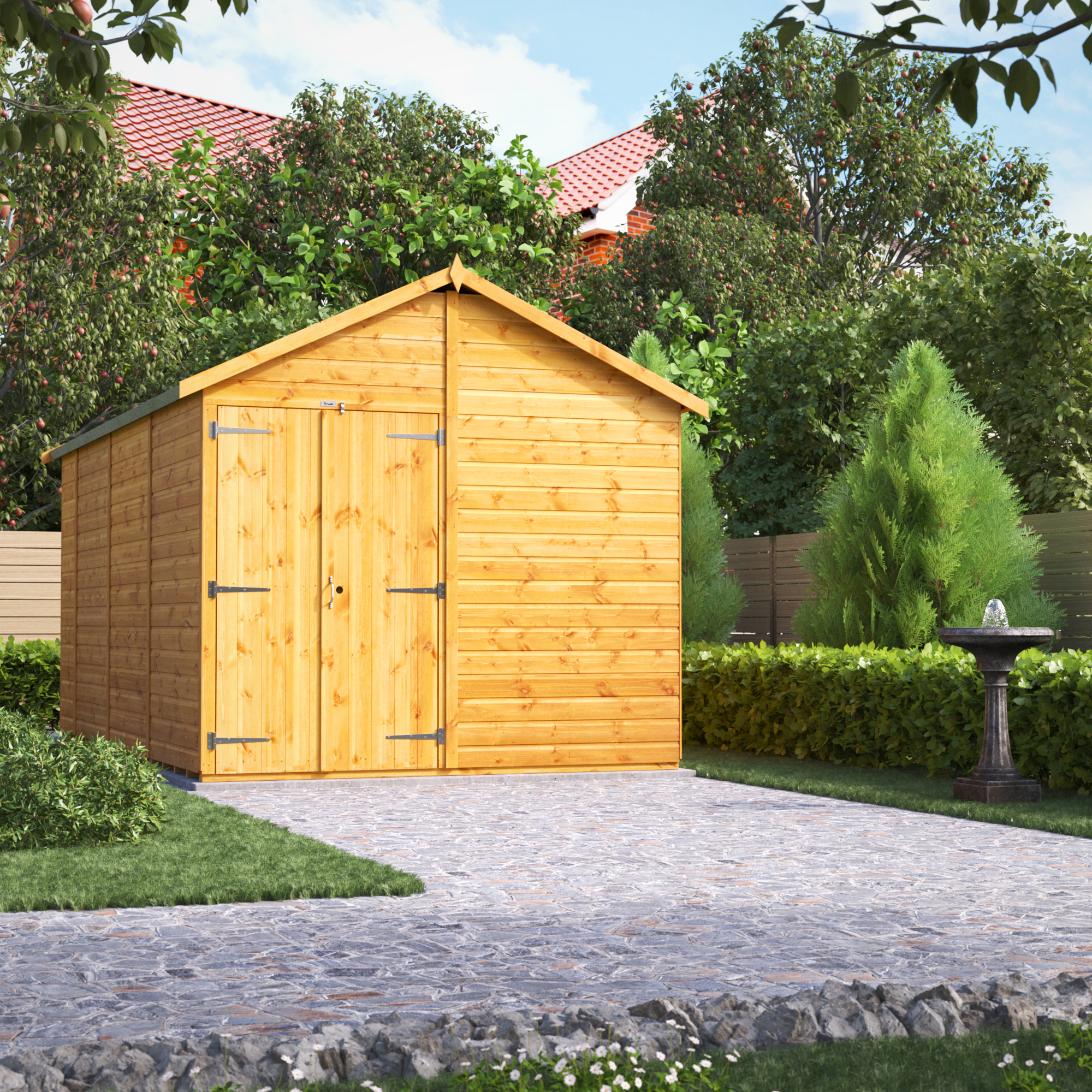 Image of Power Sheds 14 x 8ft Double Door Apex Shiplap Dip Treated Windowless Shed