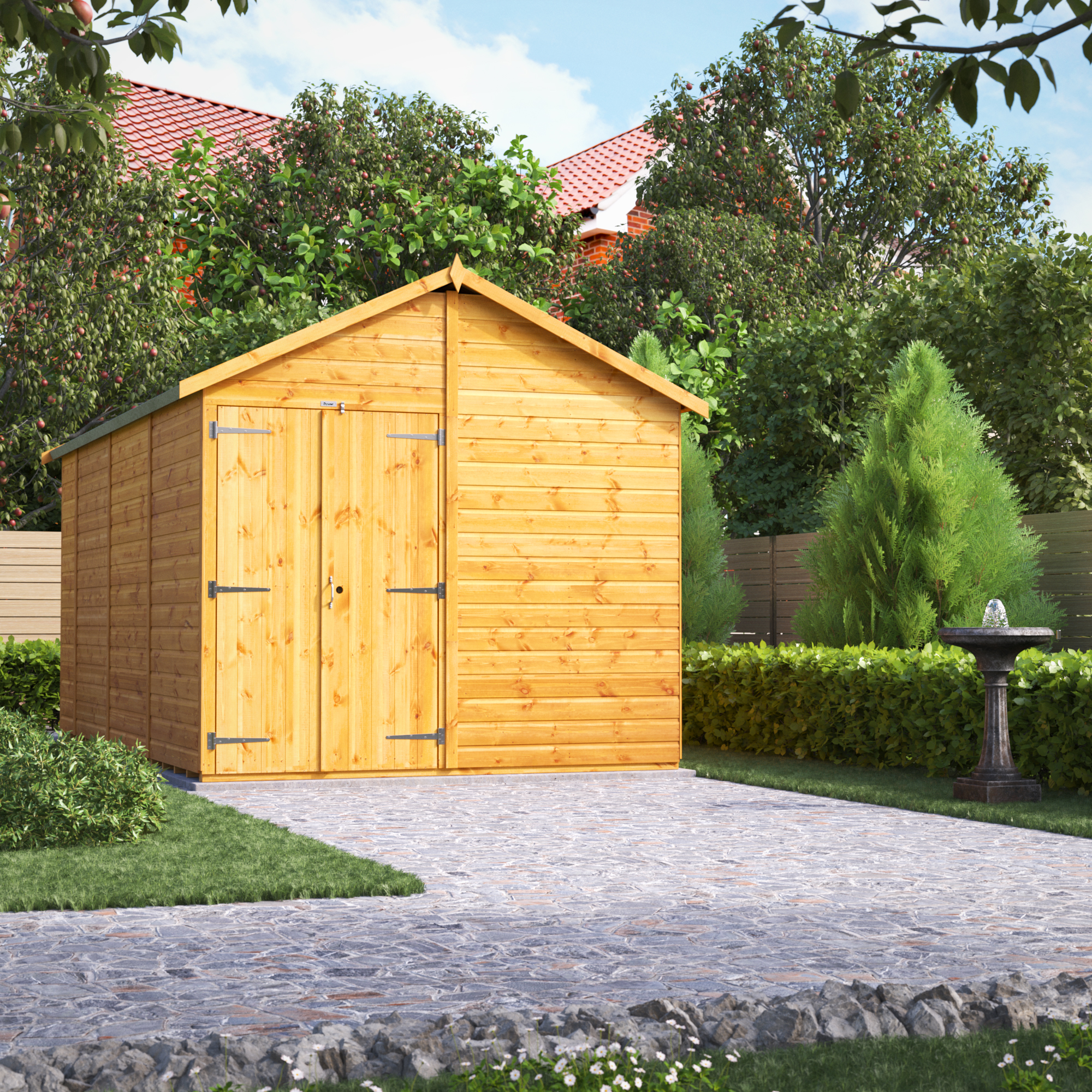 Power Sheds 14 x 8ft Double Door Apex Shiplap Dip Treated Windowless Shed
