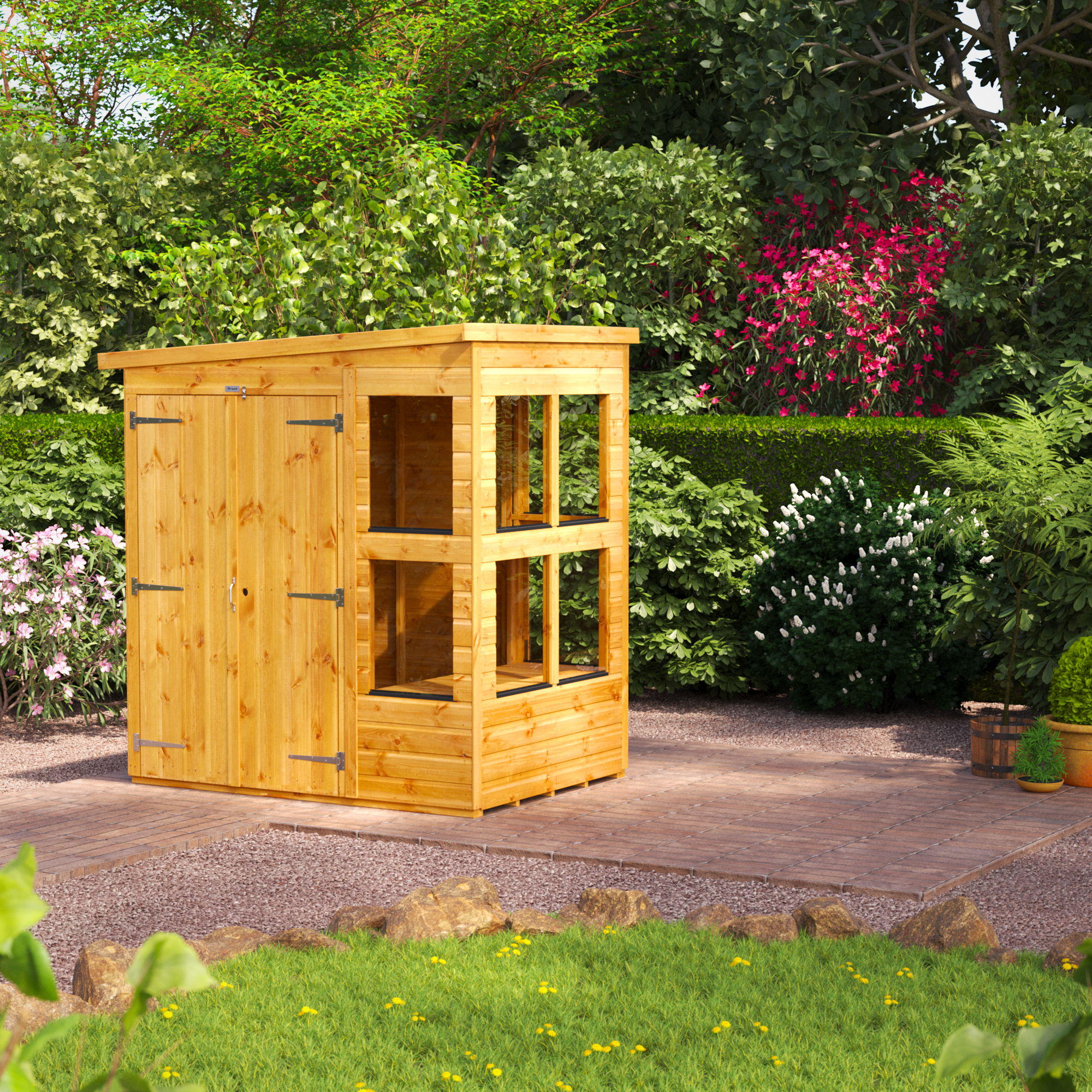 Image of Power Sheds 4 x 6ft Double Door Pent Shiplap Dip Treated Potting Shed