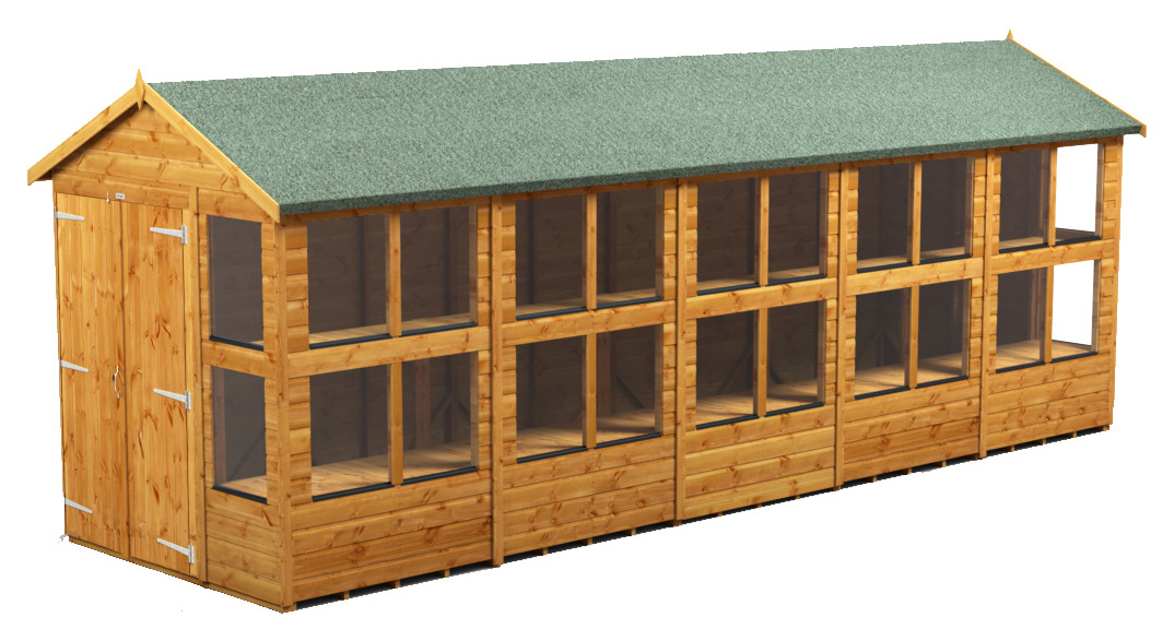 Power Sheds 20 x 6ft Double Door Apex Shiplap Dip Treated Potting Shed