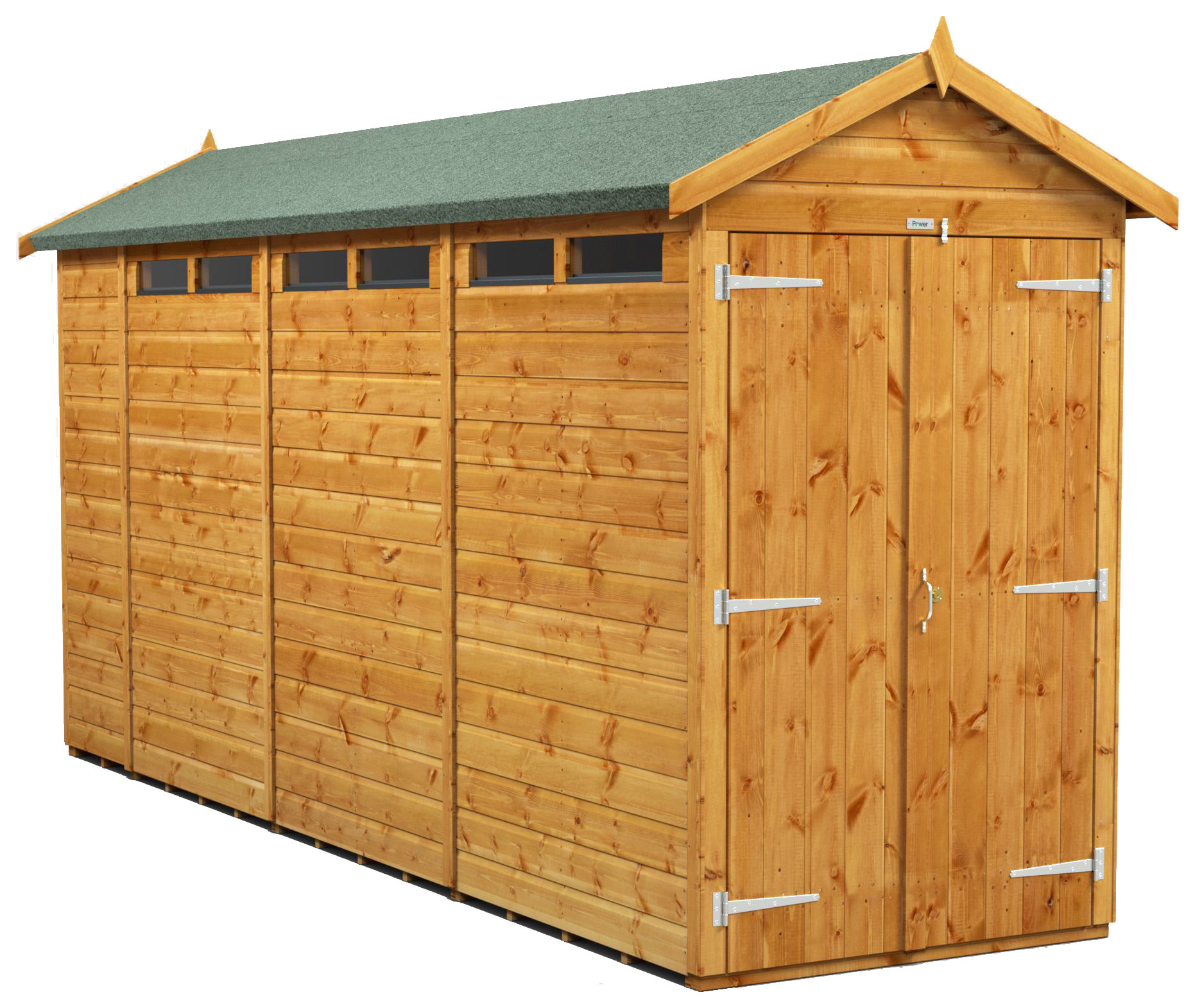 Power Sheds 14 x 4ft Double Door Apex Shiplap Dip Treated Security Shed