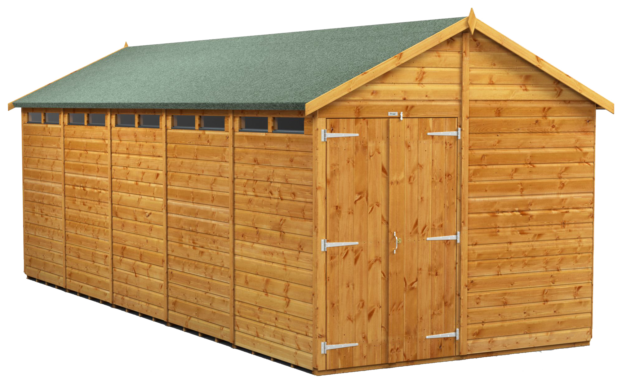 Image of Power Sheds 20 x 8ft Double Door Apex Shiplap Dip Treated Security Shed