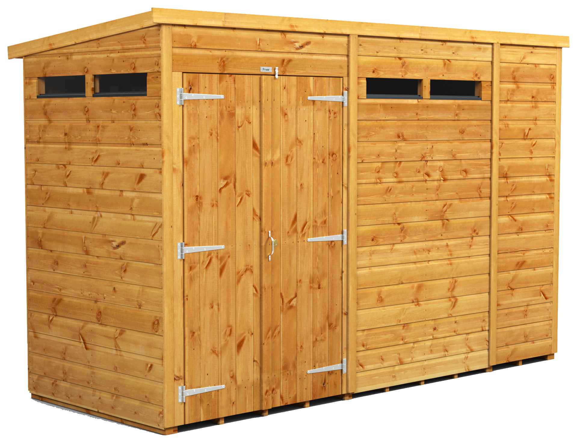 Image of Power Sheds 10 x 4ft Double Door Pent Shiplap Dip Treated Security Shed